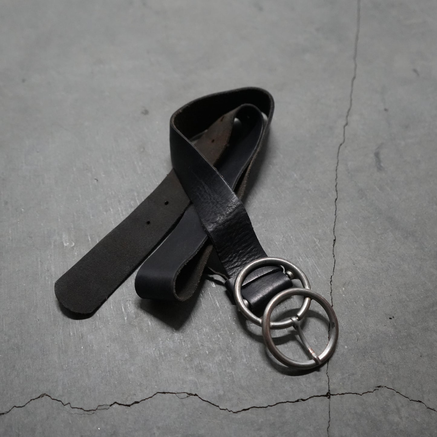 70s black leather belt