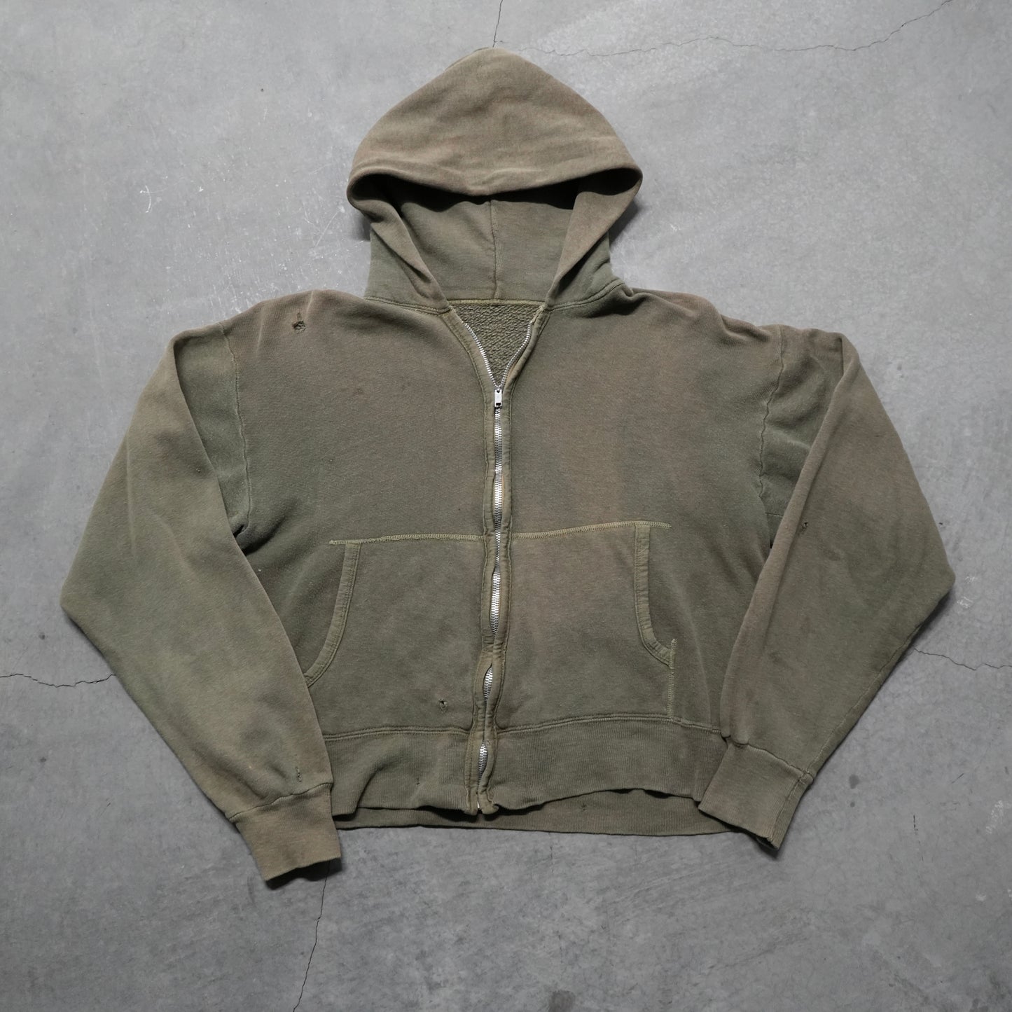 60s faded green zip up hoodie