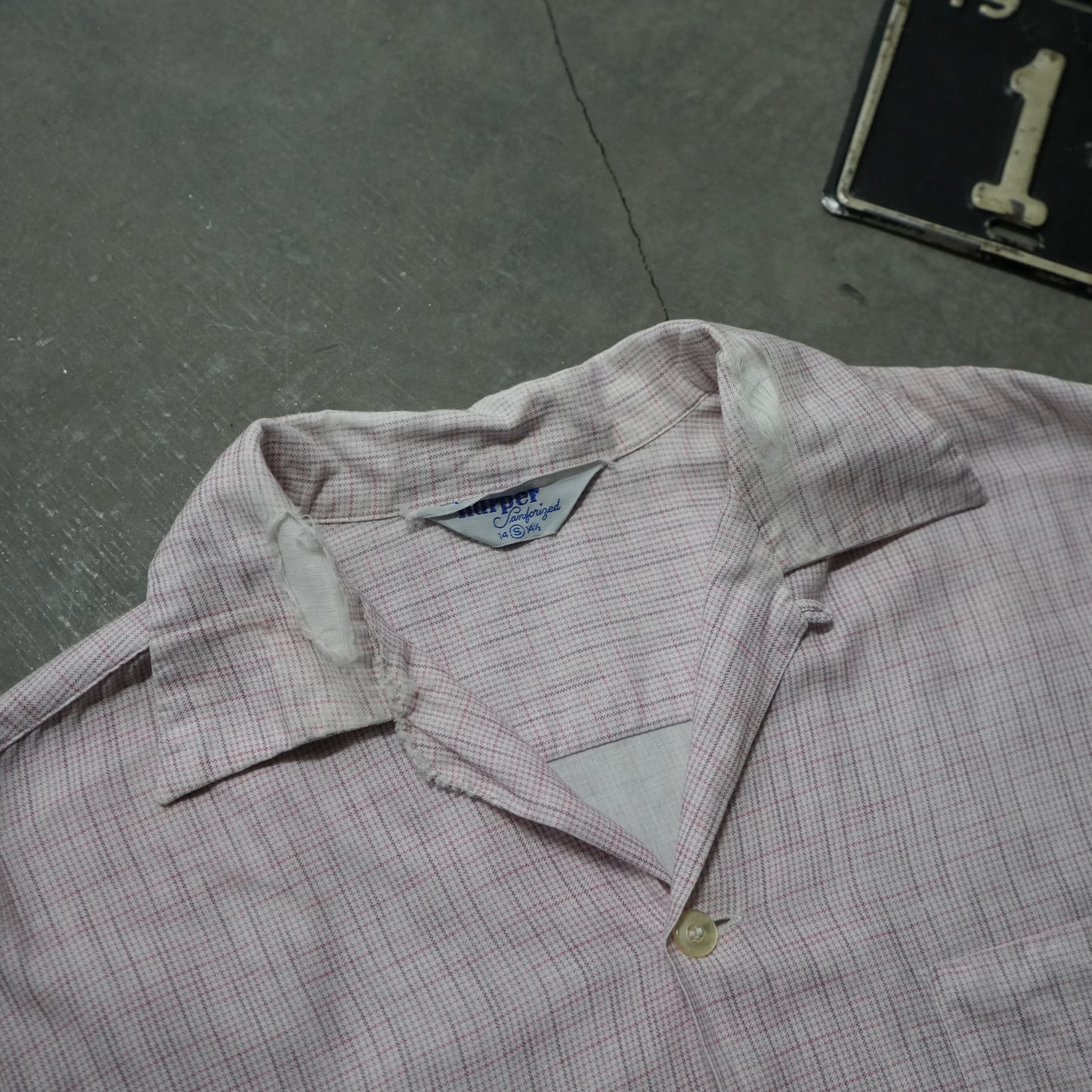 60s pink cotton button up