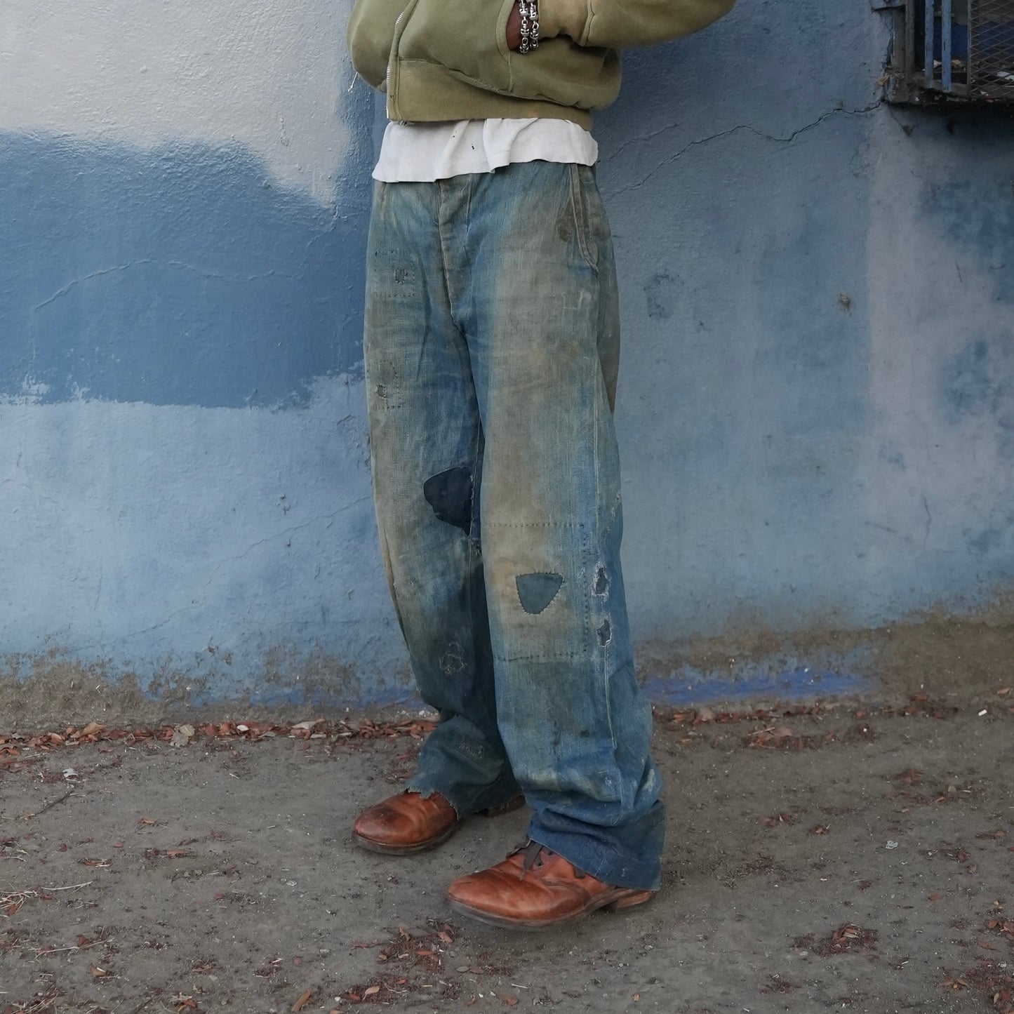 40s heavily repaired denim chinos