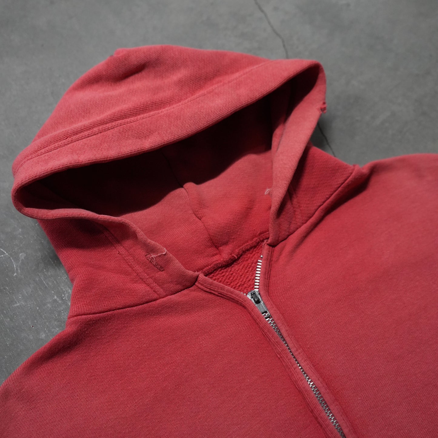 50s faded red zip up hoodie