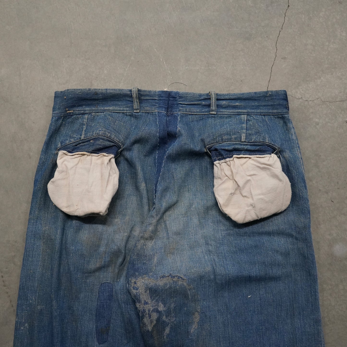 40s wood button denim chinos