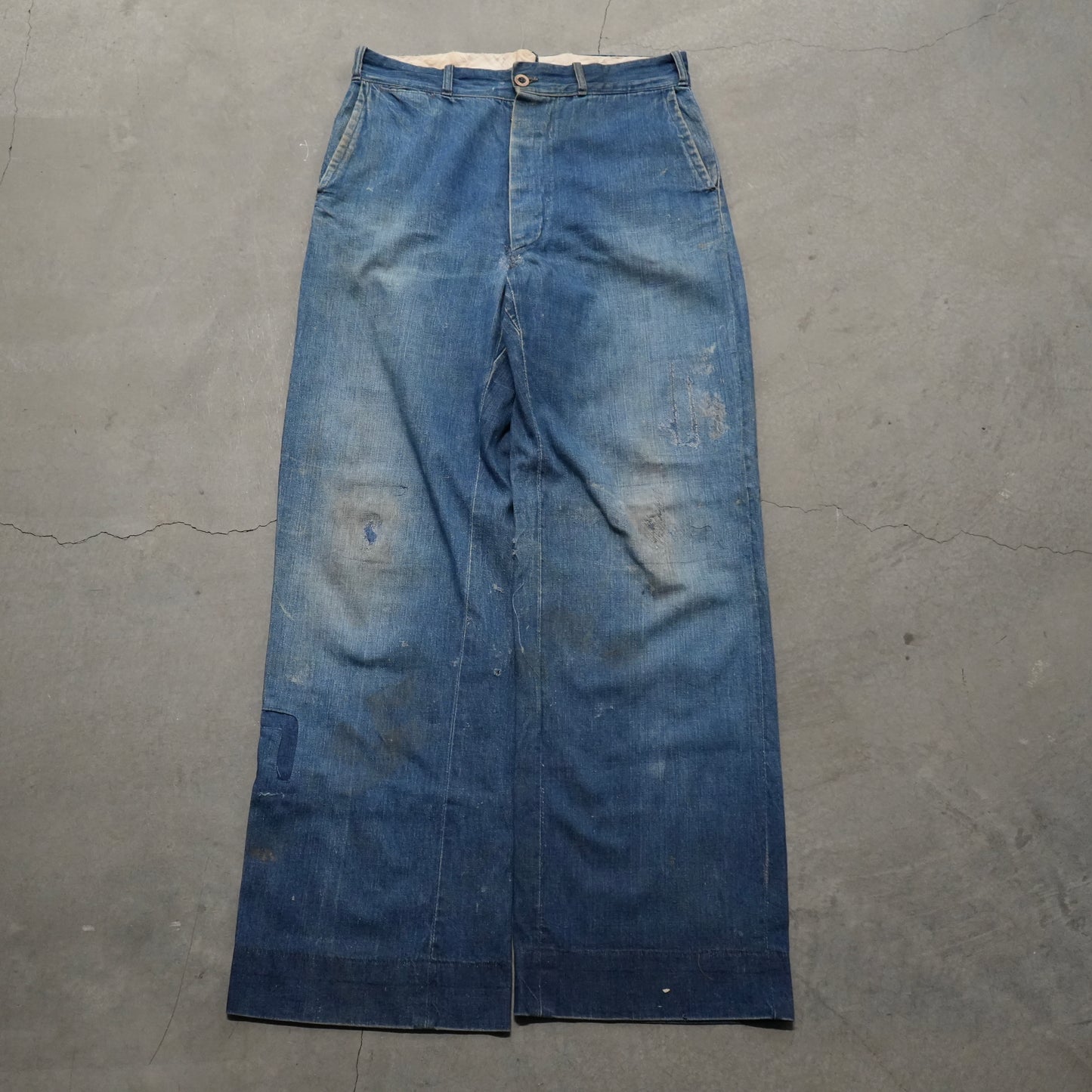 40s wood button denim chinos