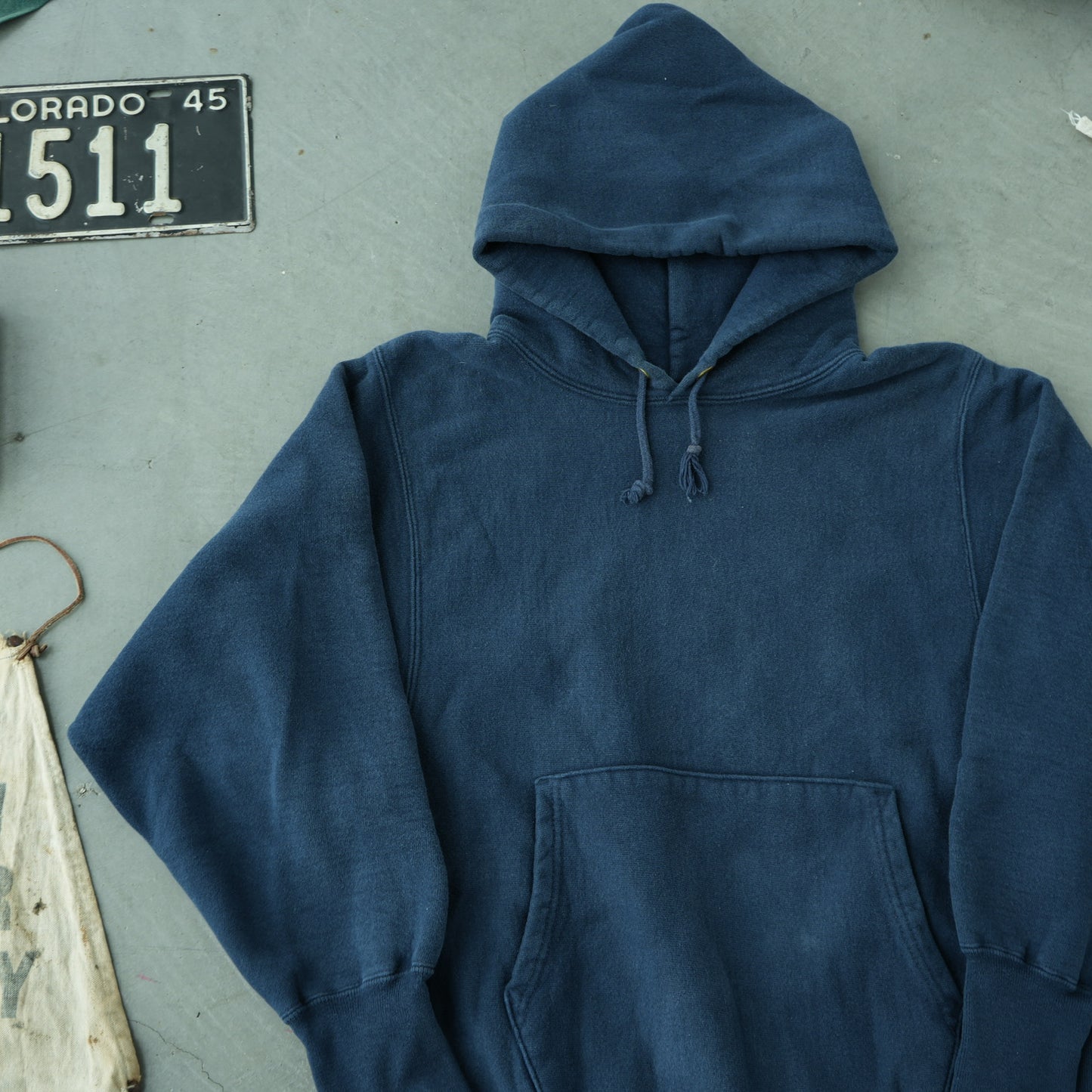 Navy Blue Champion Reverse Weave Hoodie - Made in USA