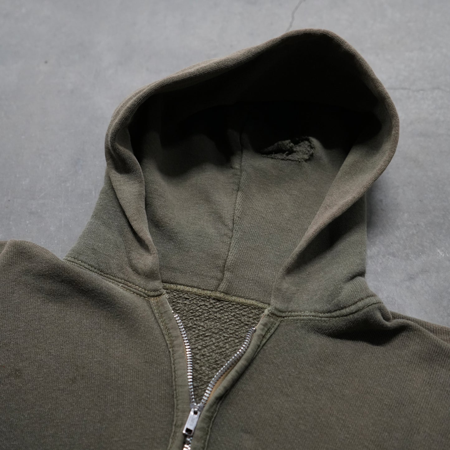 60s faded green zip up hoodie