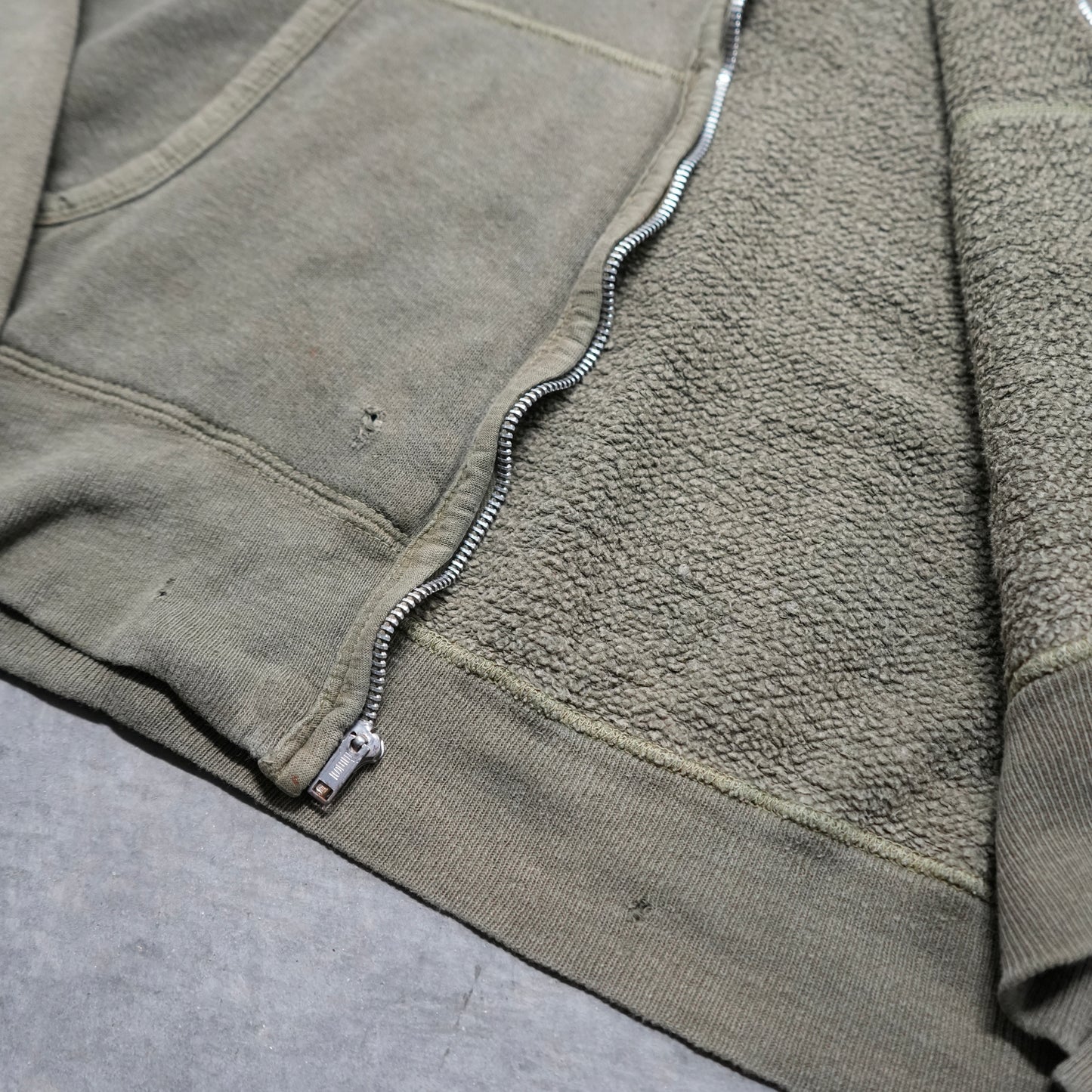 60s faded green zip up hoodie