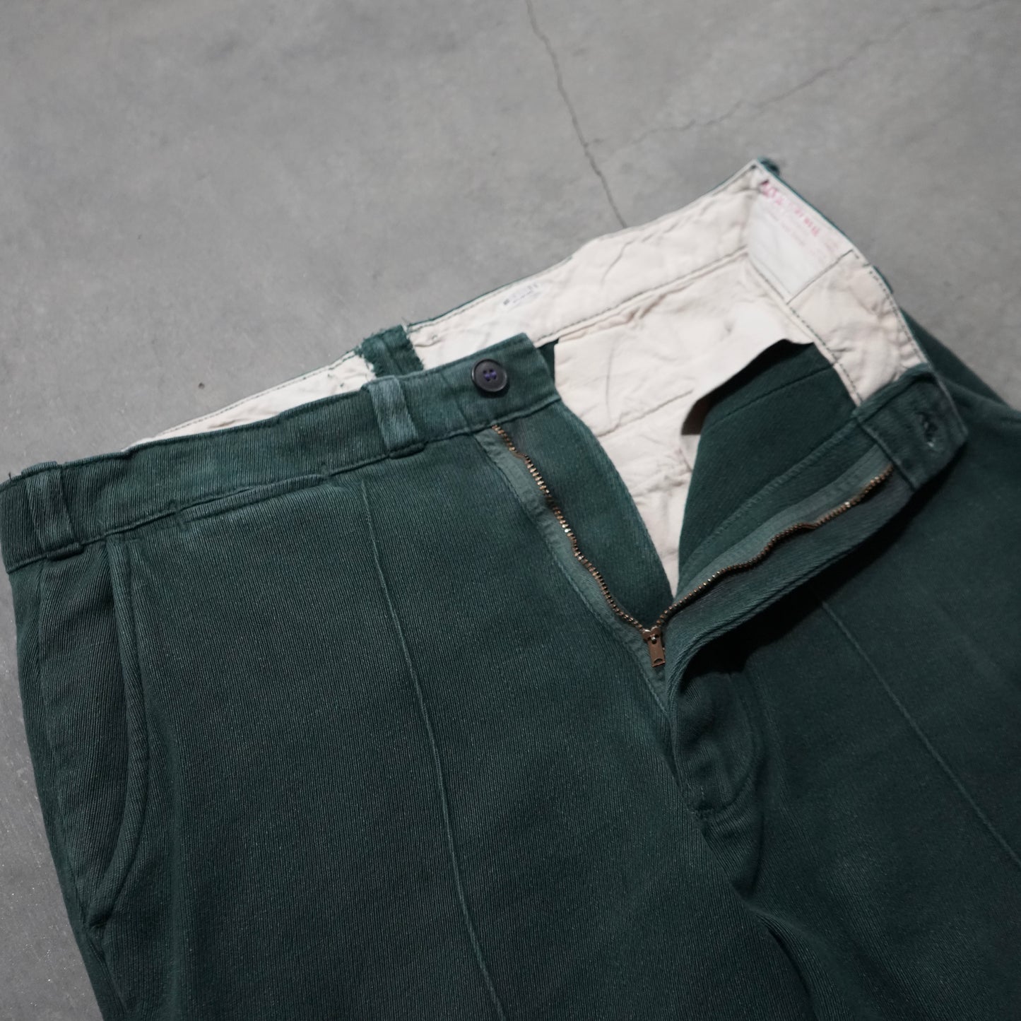 50s green cotton whipcord pants