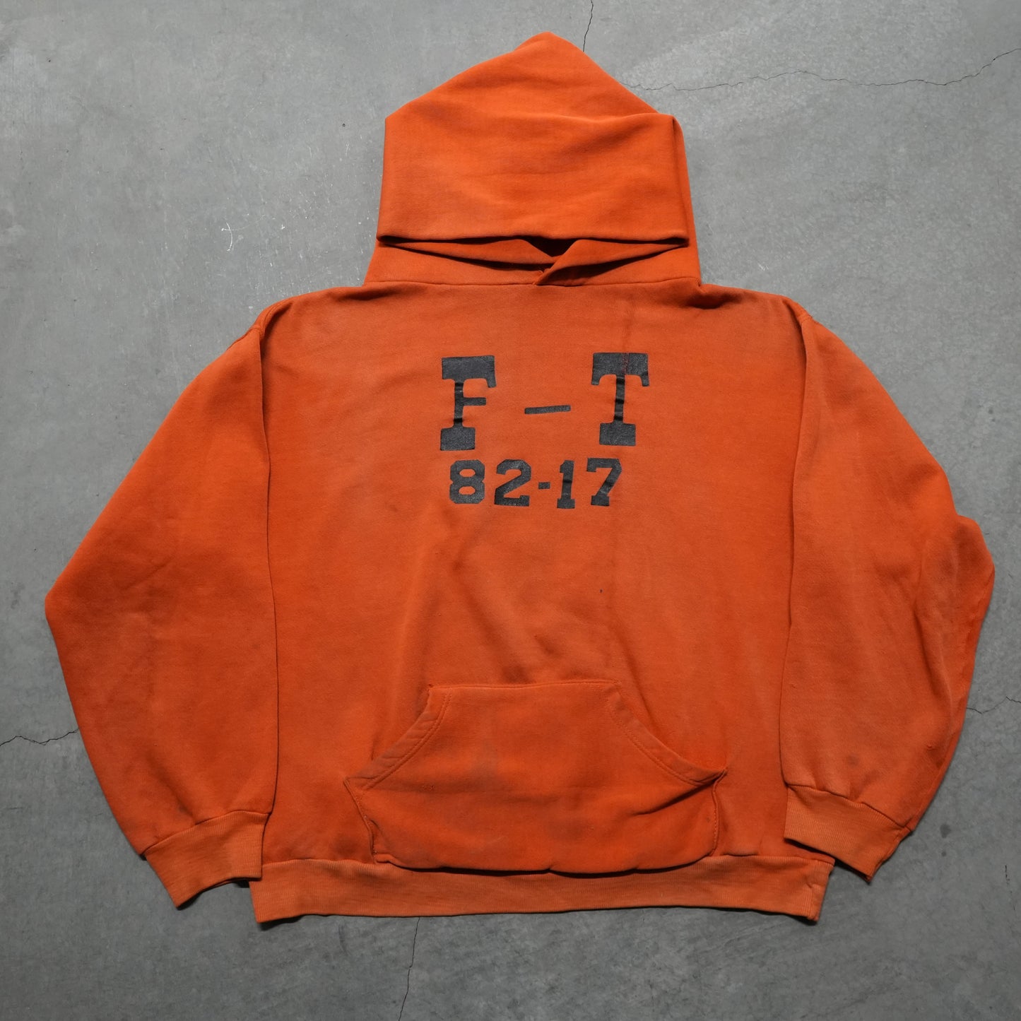 70s faded orange russell hoodie