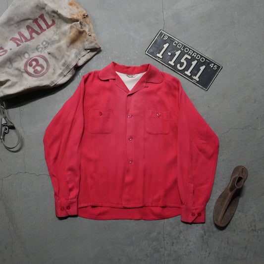 50s faded red rayon shirt