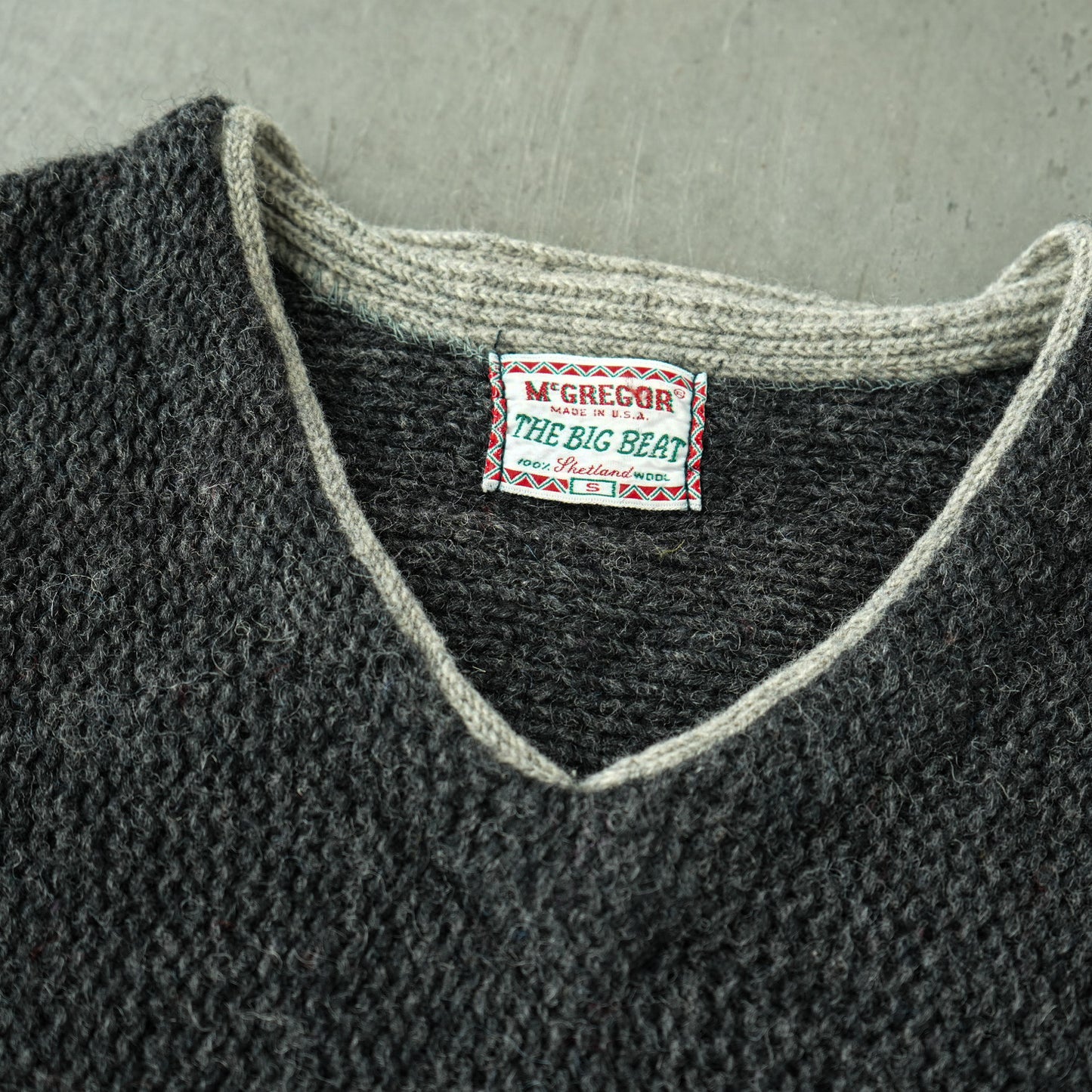 60s McGregor Shetland Wool Grey & Black Striped Sweater