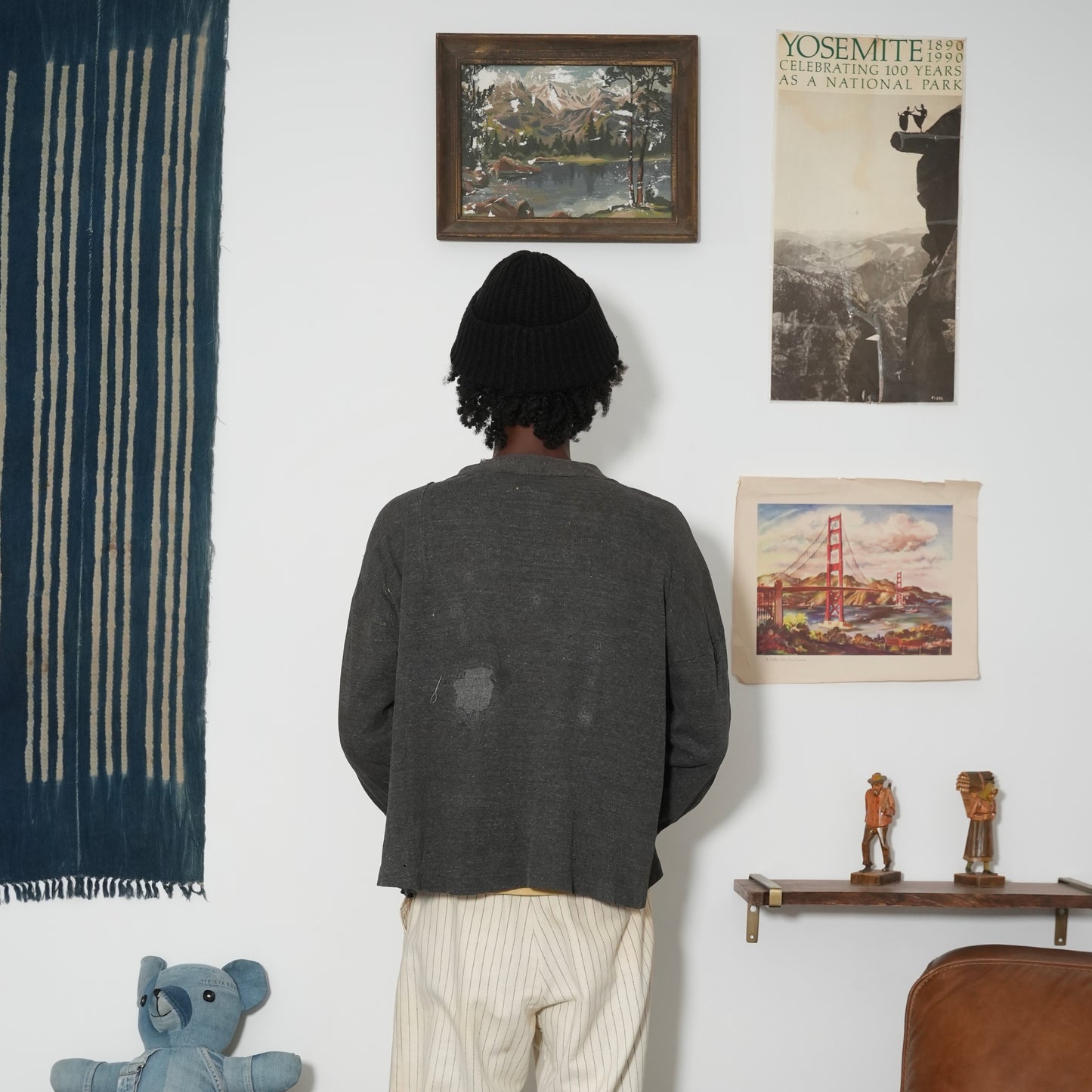 30s sportswear salt and pepper cardigan