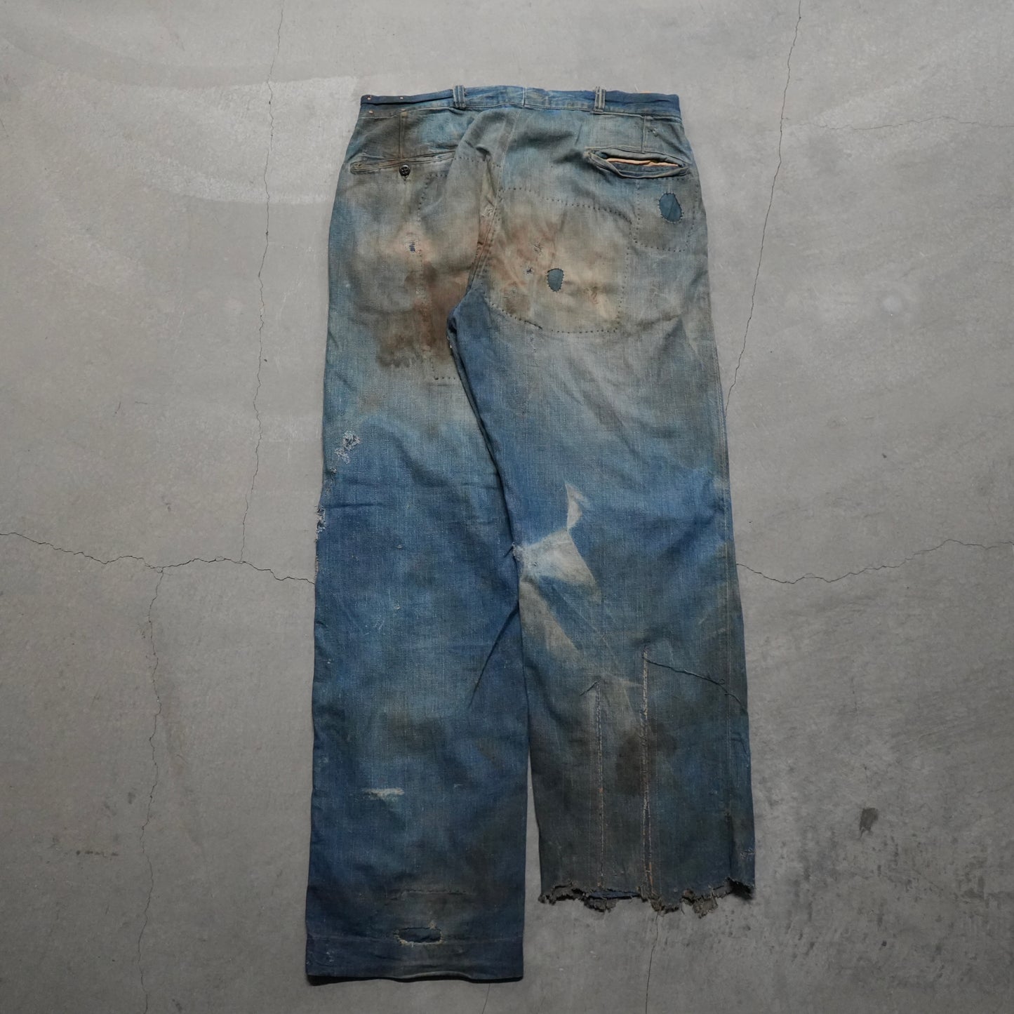 40s heavily repaired denim chinos