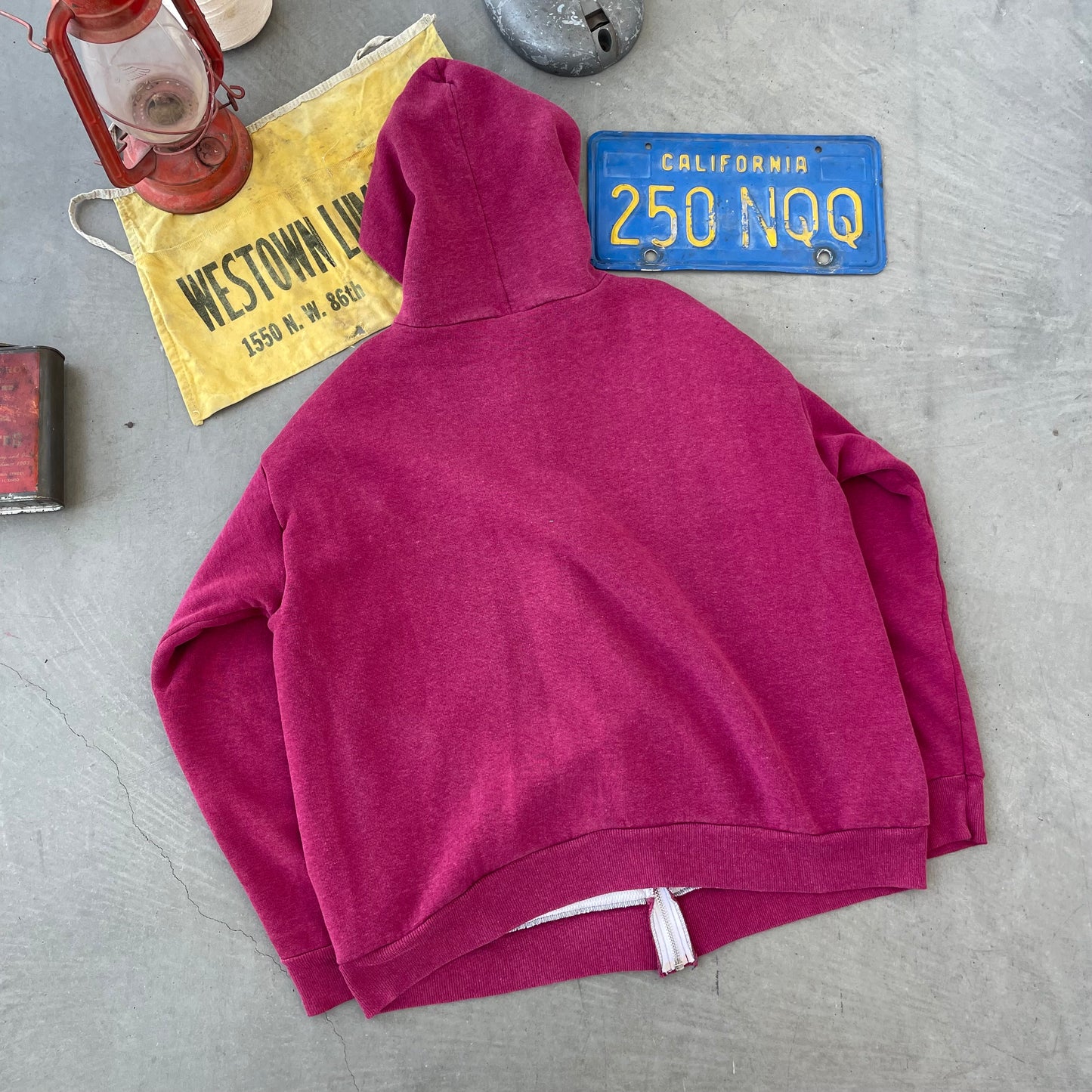 Maroon Red Thermal Lined Zip Up Hoodie
