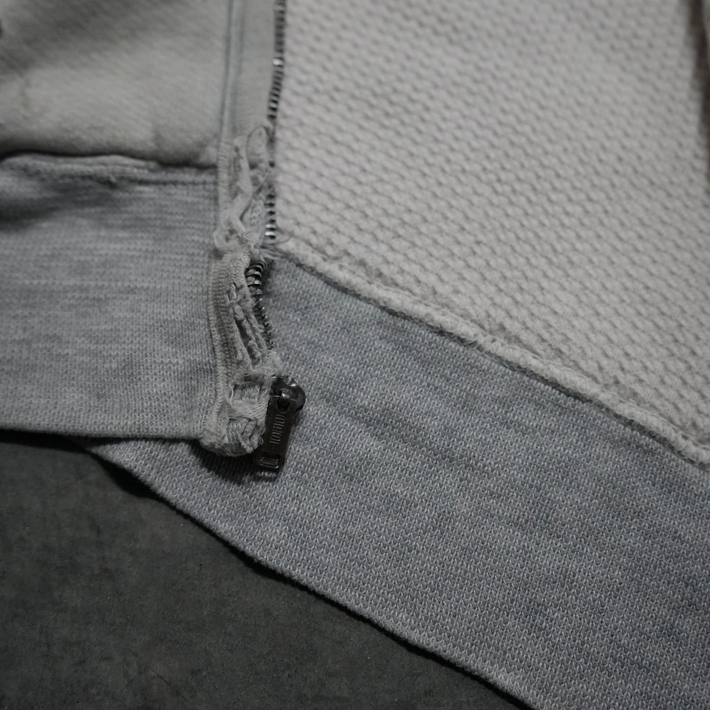 50s two tone thermal lined zip up hoodie