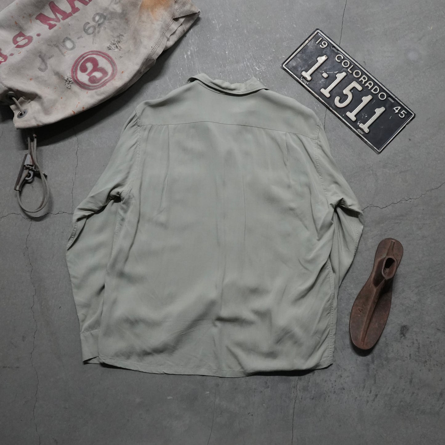 60s mint green rayon shirt
