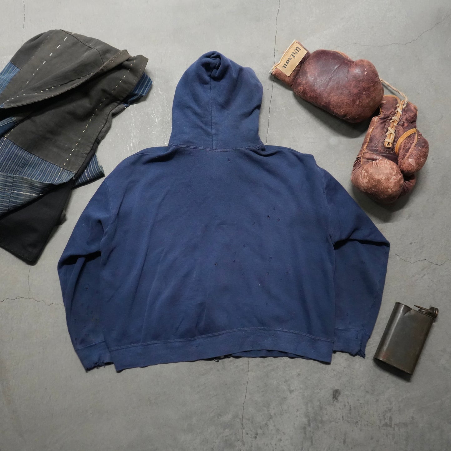 60s faded and repaired zip up hoodie