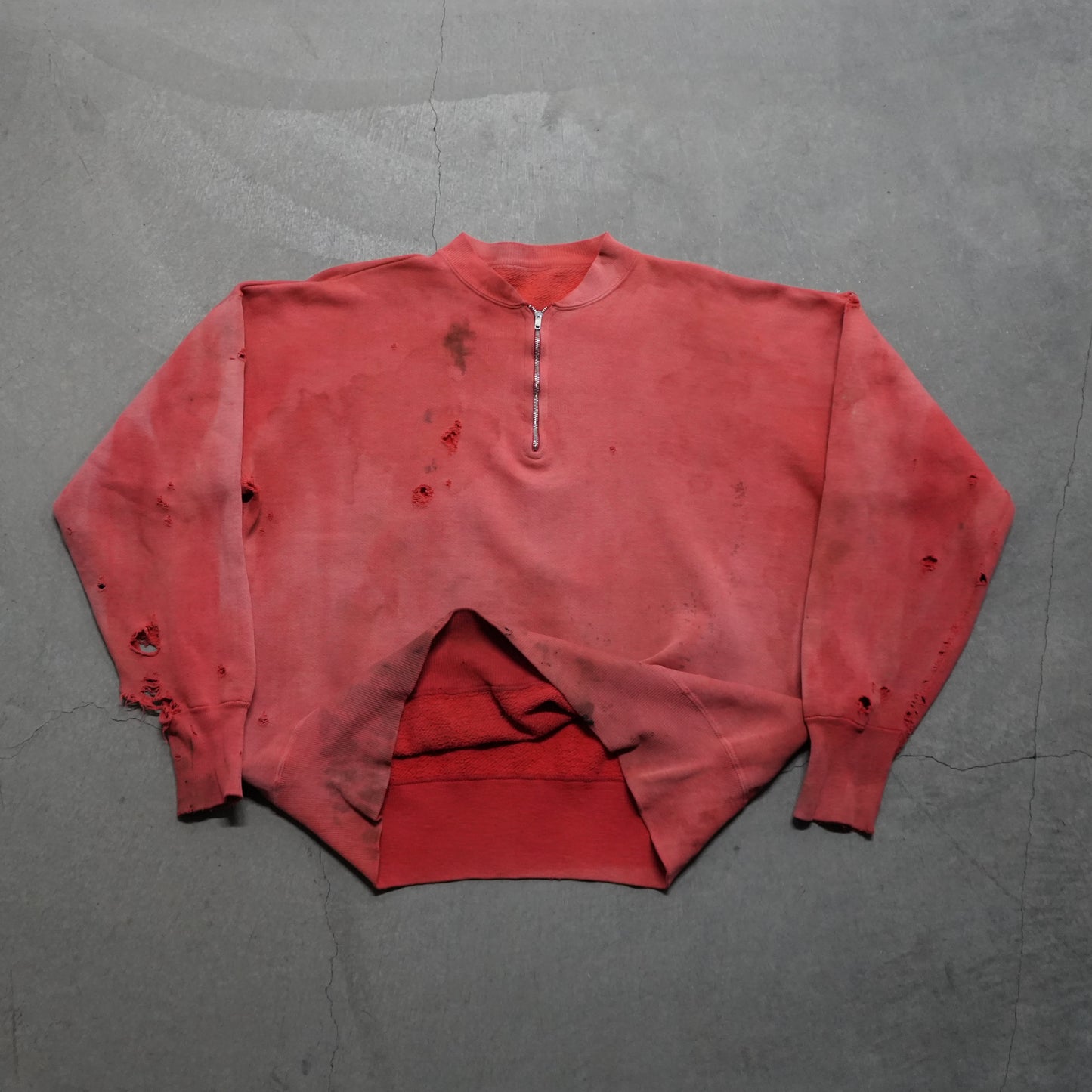 50s faded red 1/4 zip sweat