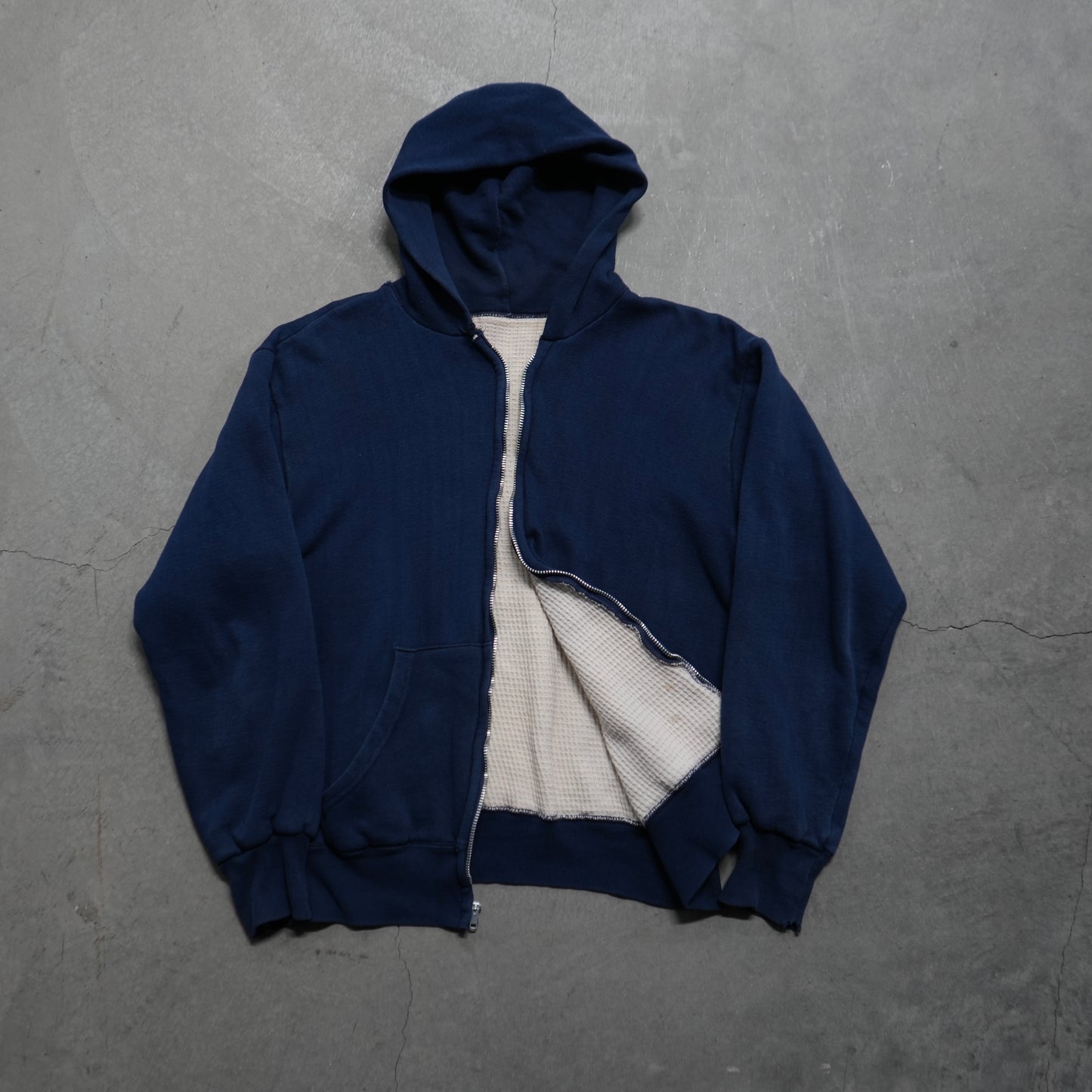 70s thermal lined zip up hoodie