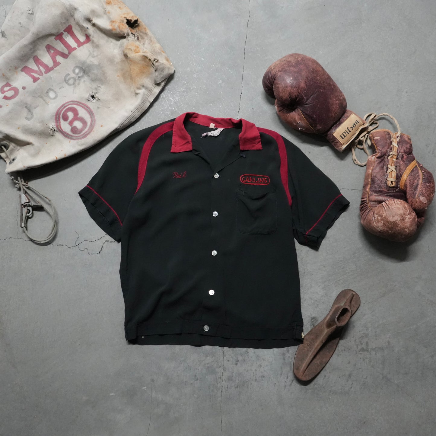 60s black label rayon bowling shirt