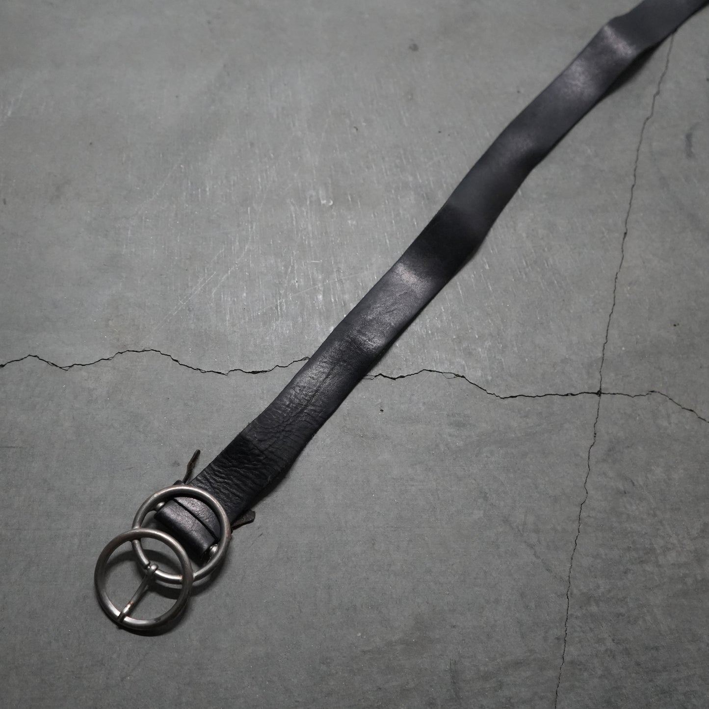 70s black leather belt