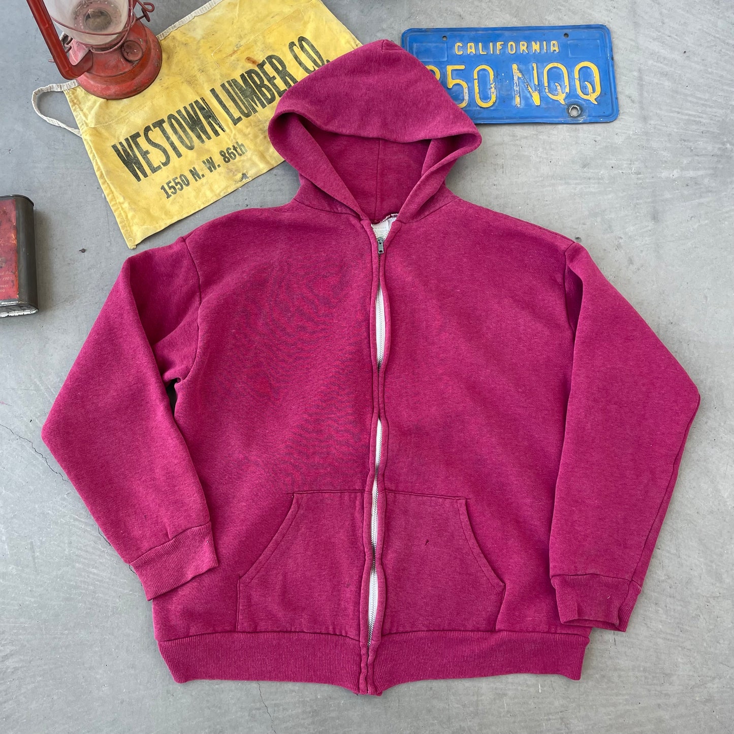 Maroon Red Thermal Lined Zip Up Hoodie