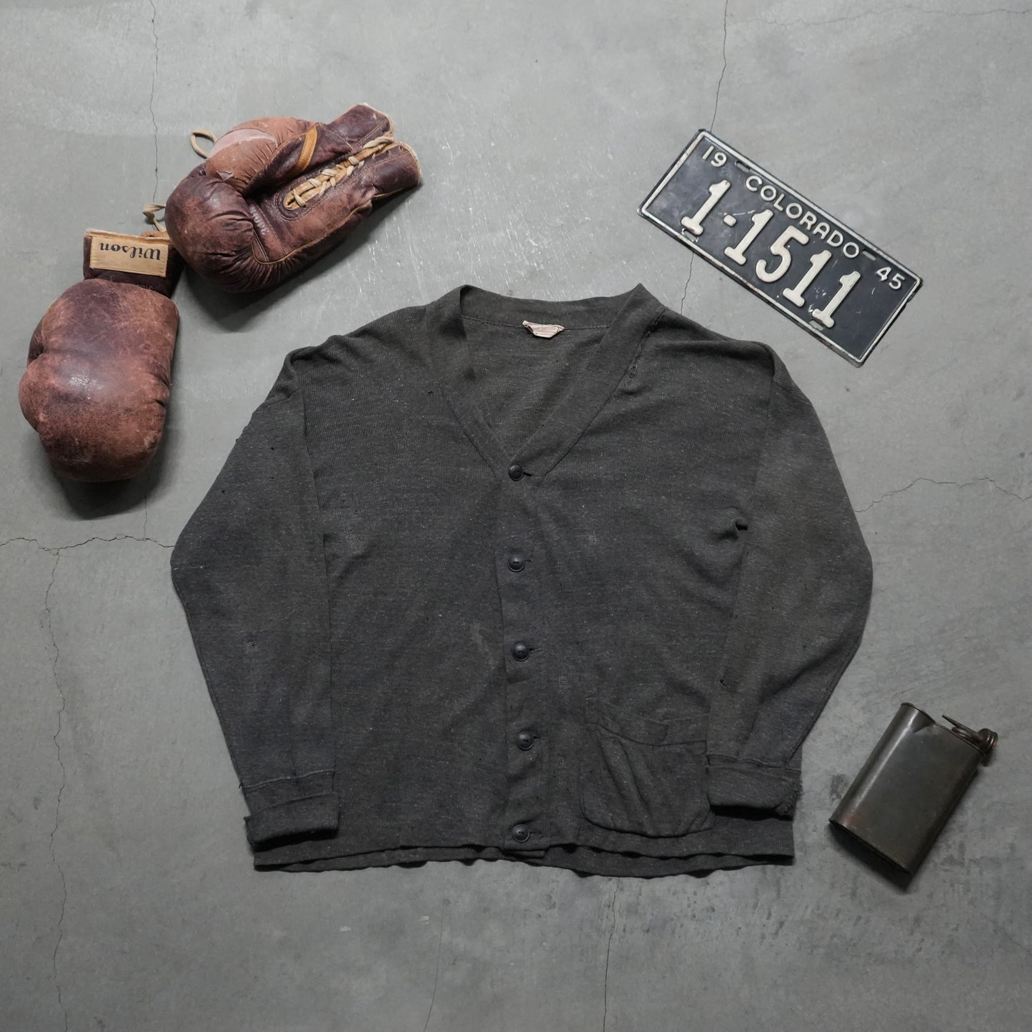 30s sportswear salt and pepper cardigan