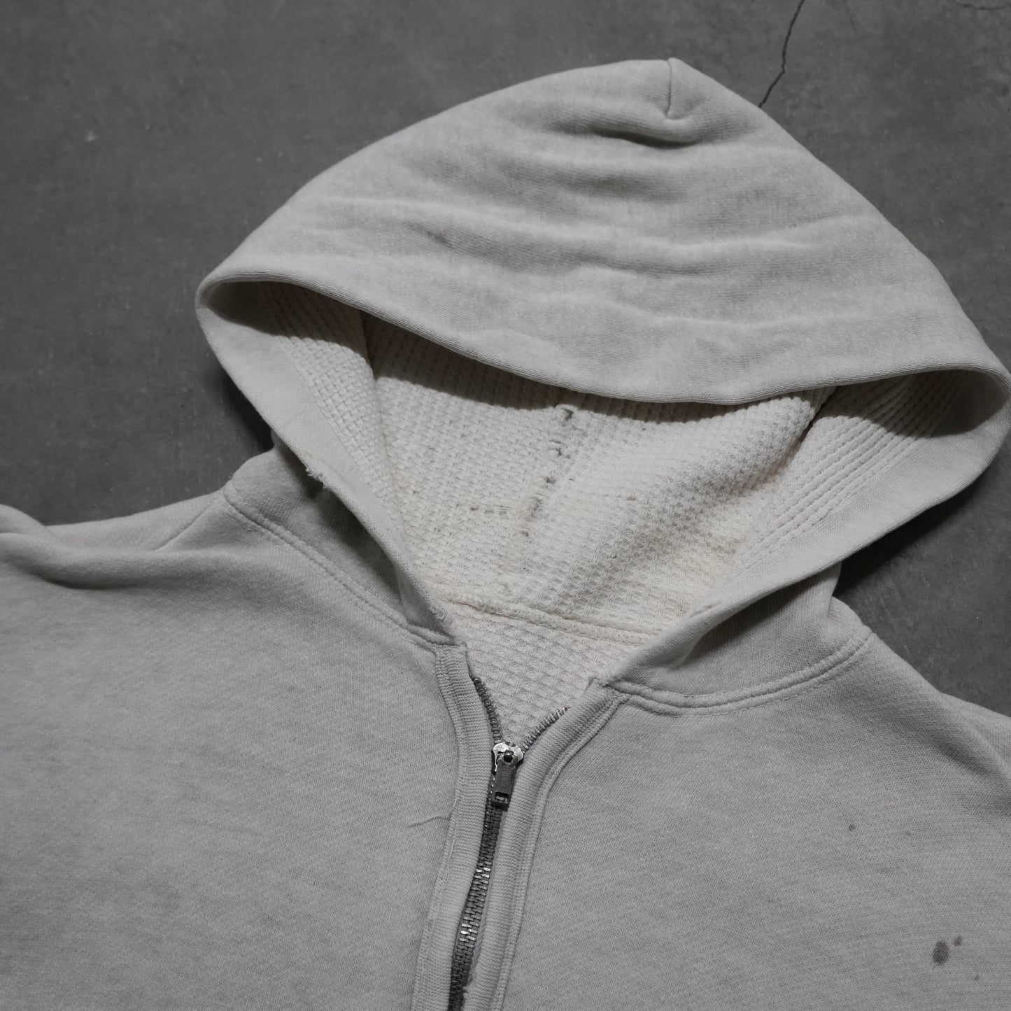 50s two tone thermal lined zip up hoodie