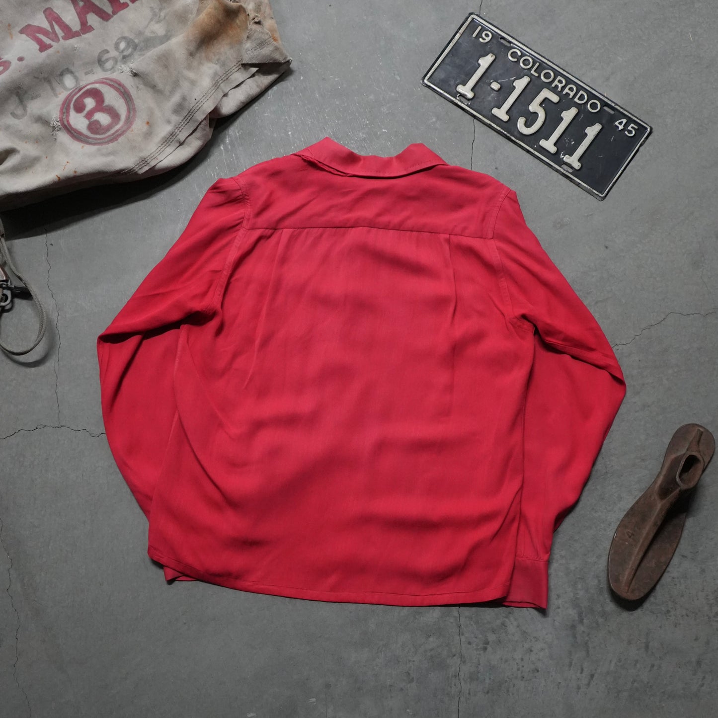 50s faded red rayon shirt