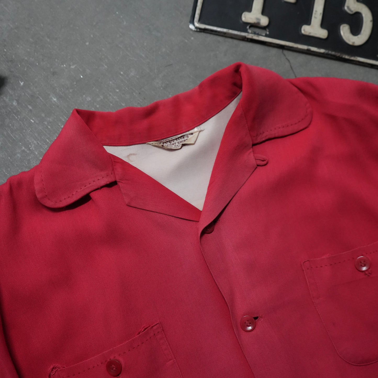 50s faded red rayon shirt