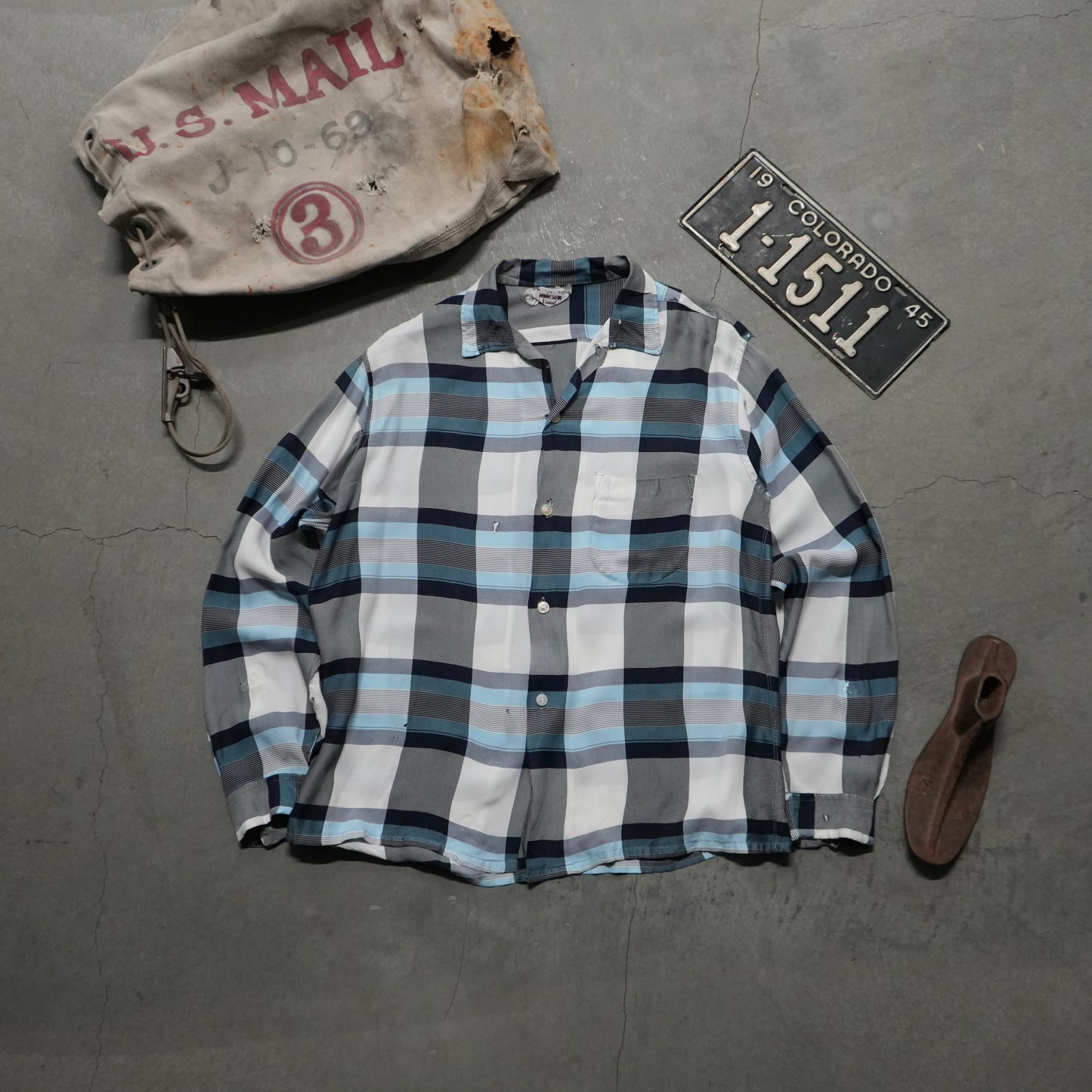 60s rayon flannel shirt