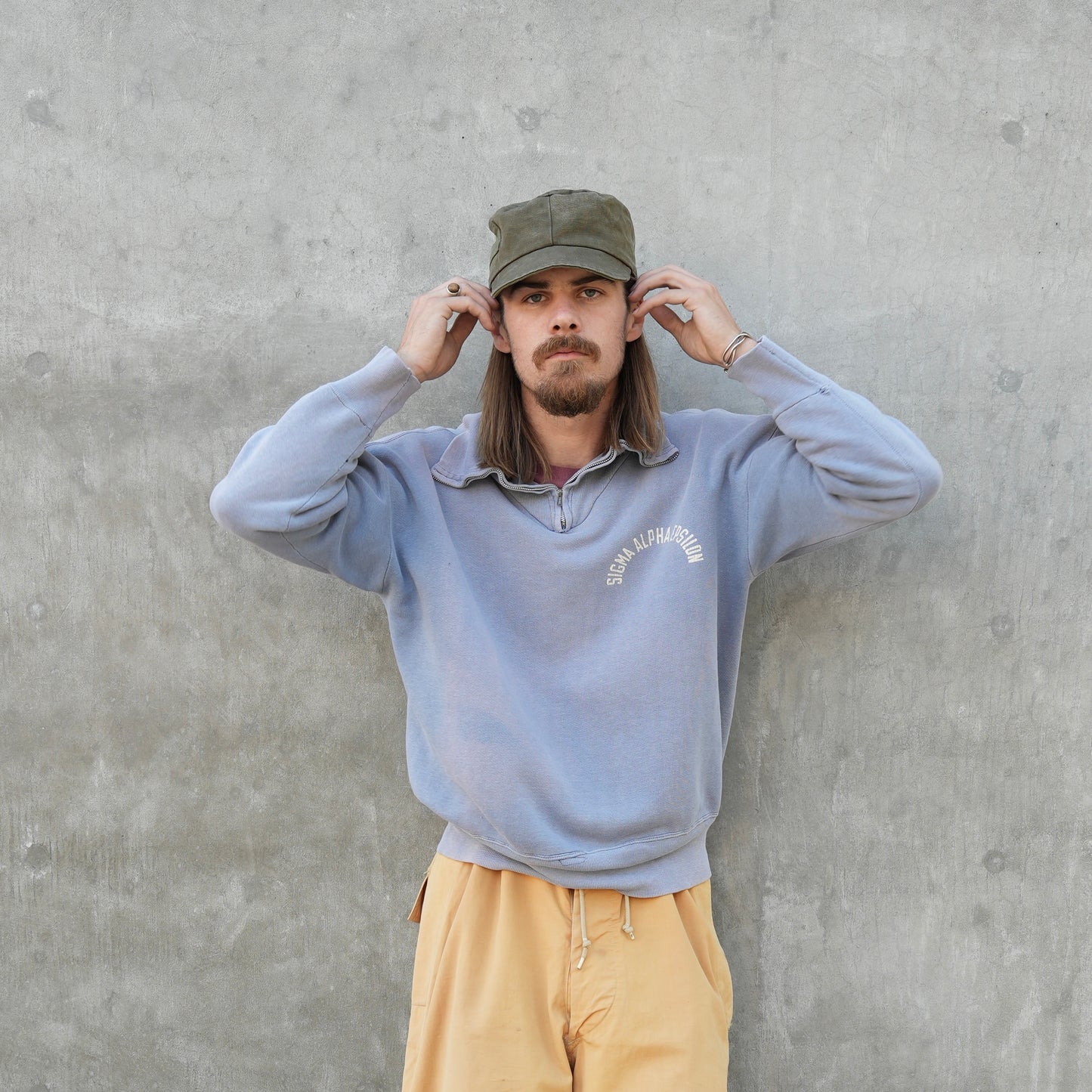 50s 1/4 zip faded blue sweat