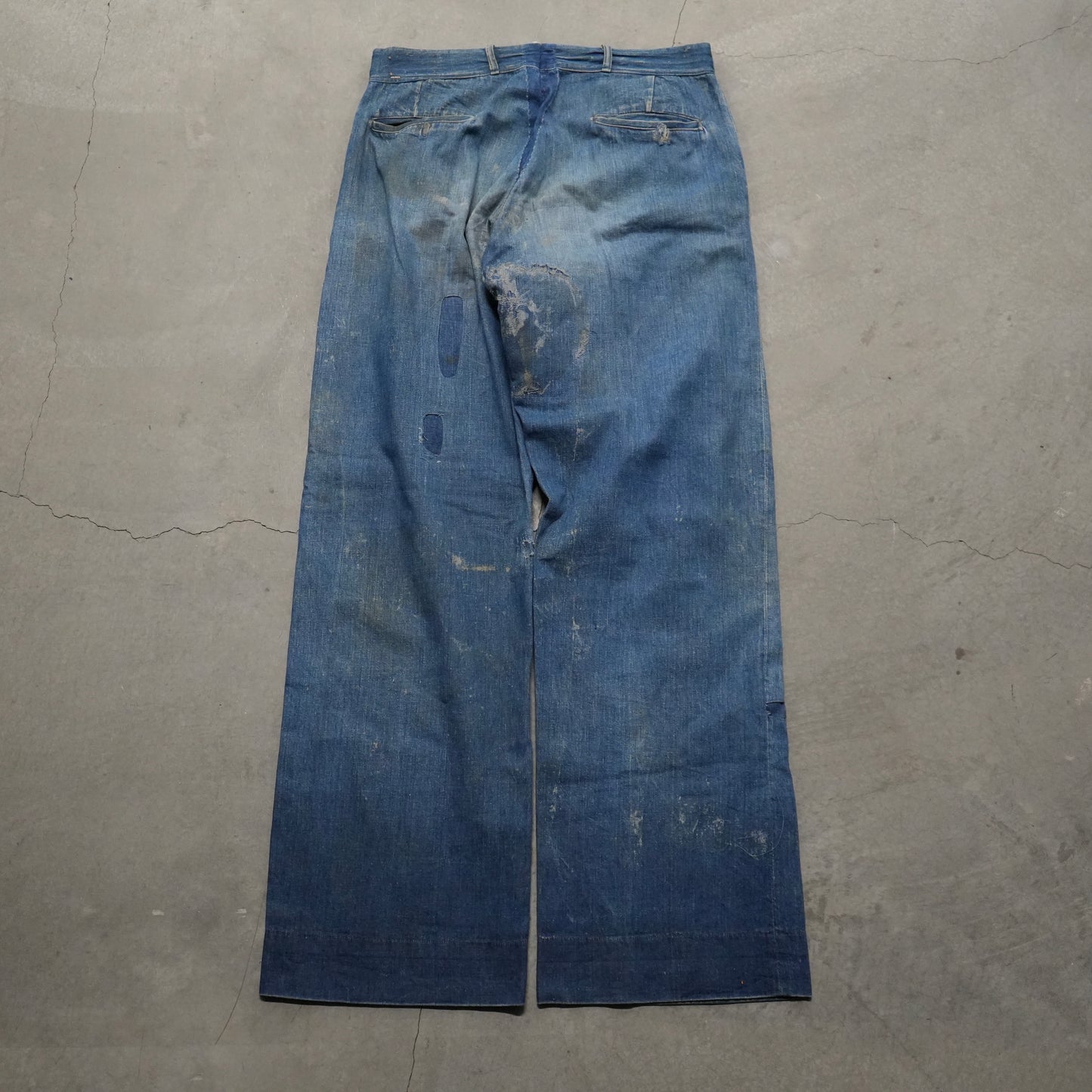 40s wood button denim chinos