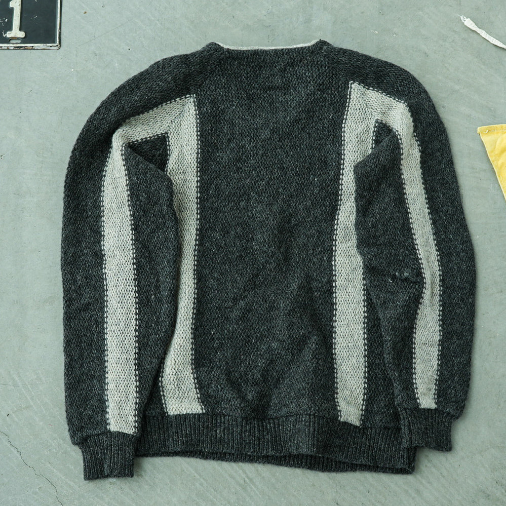 60s McGregor Shetland Wool Grey & Black Striped Sweater