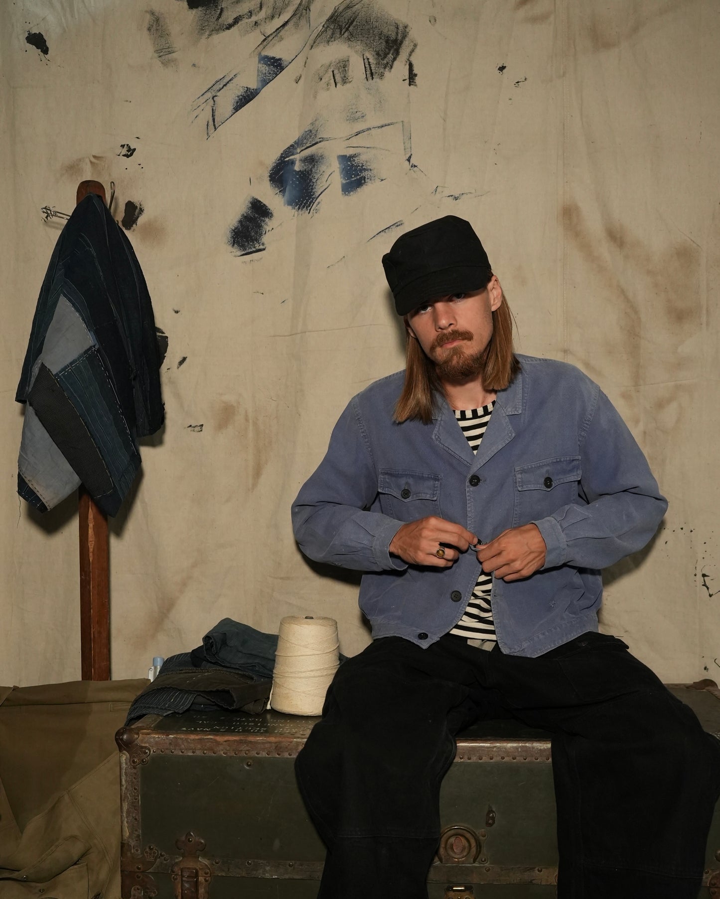 50s french blue work cyclist jacket
