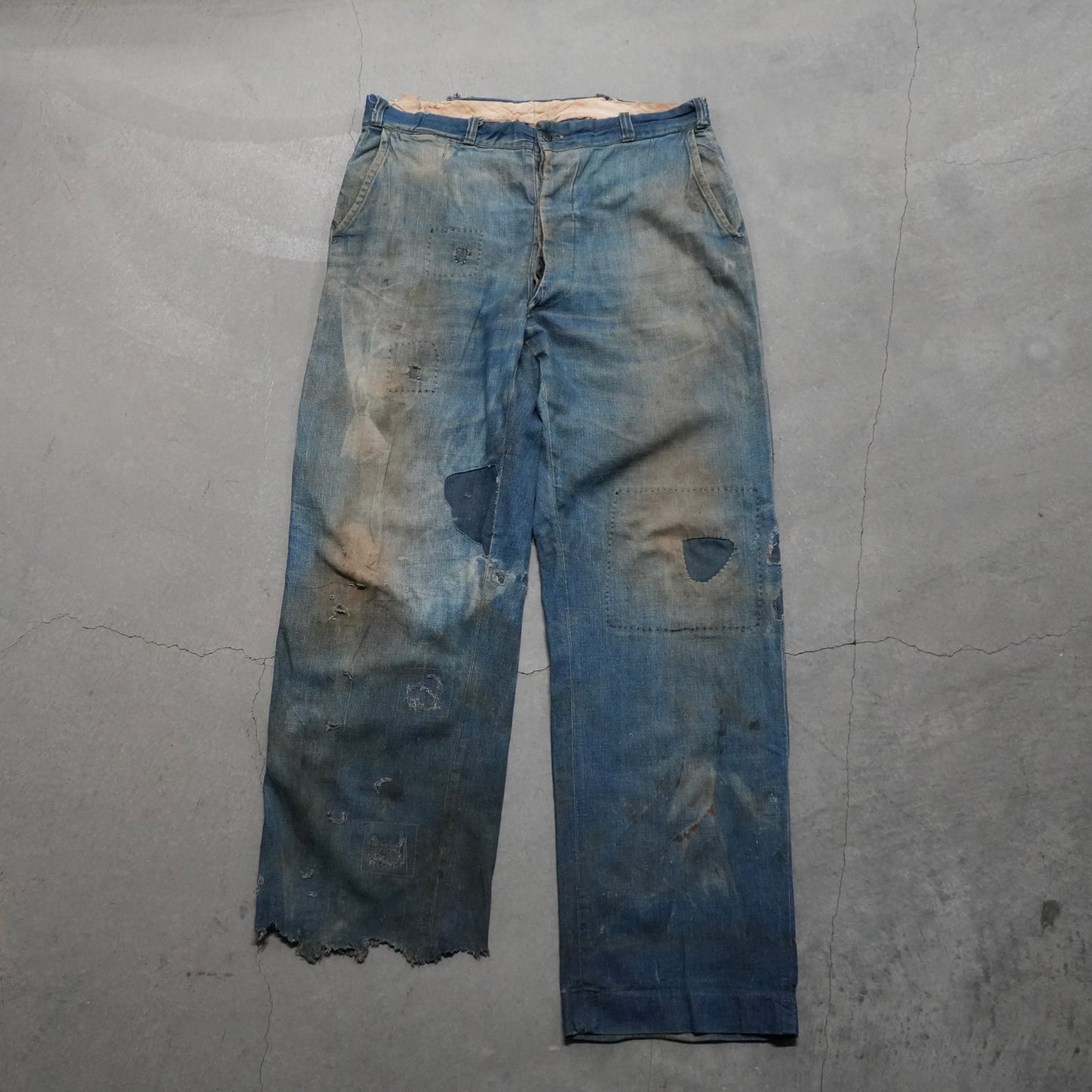 40s heavily repaired denim chinos