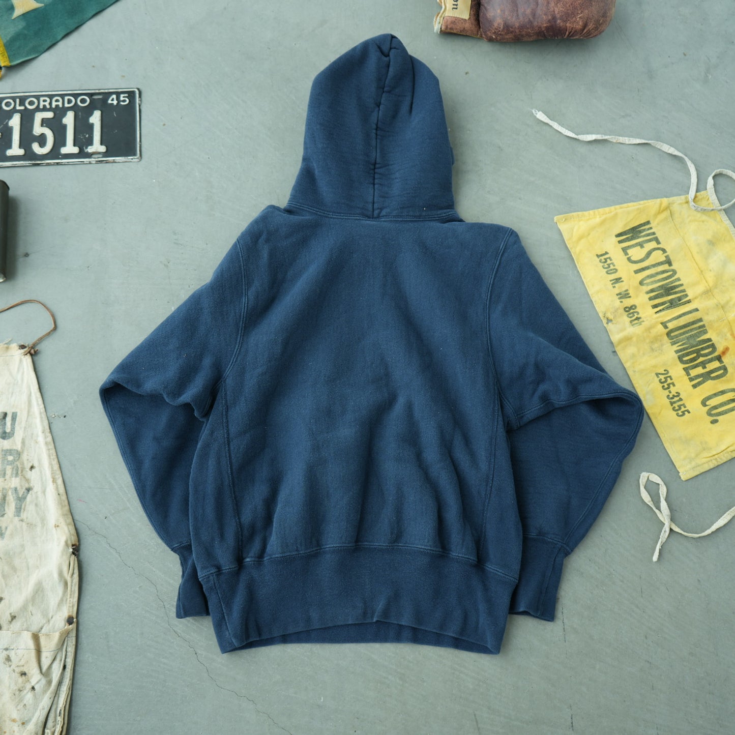 Navy Blue Champion Reverse Weave Hoodie - Made in USA