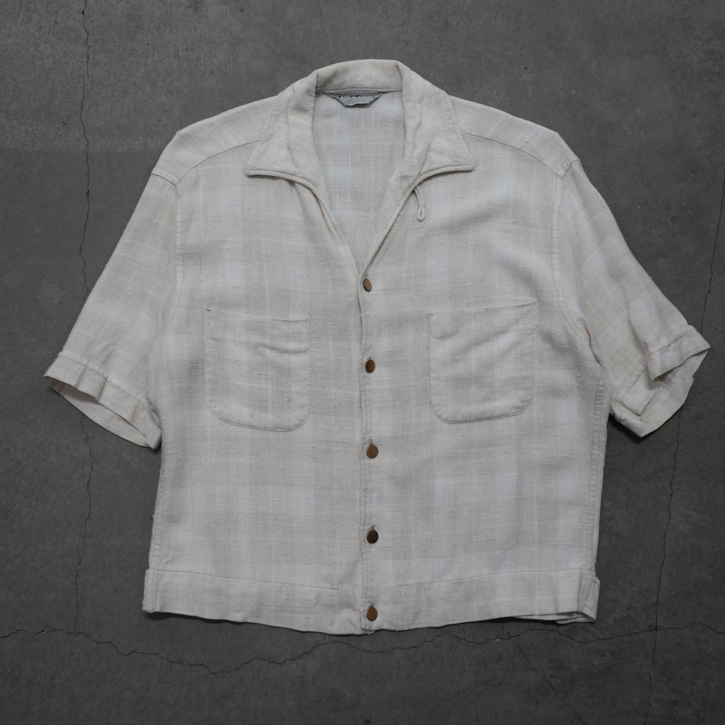 50s rayon linen blend button up