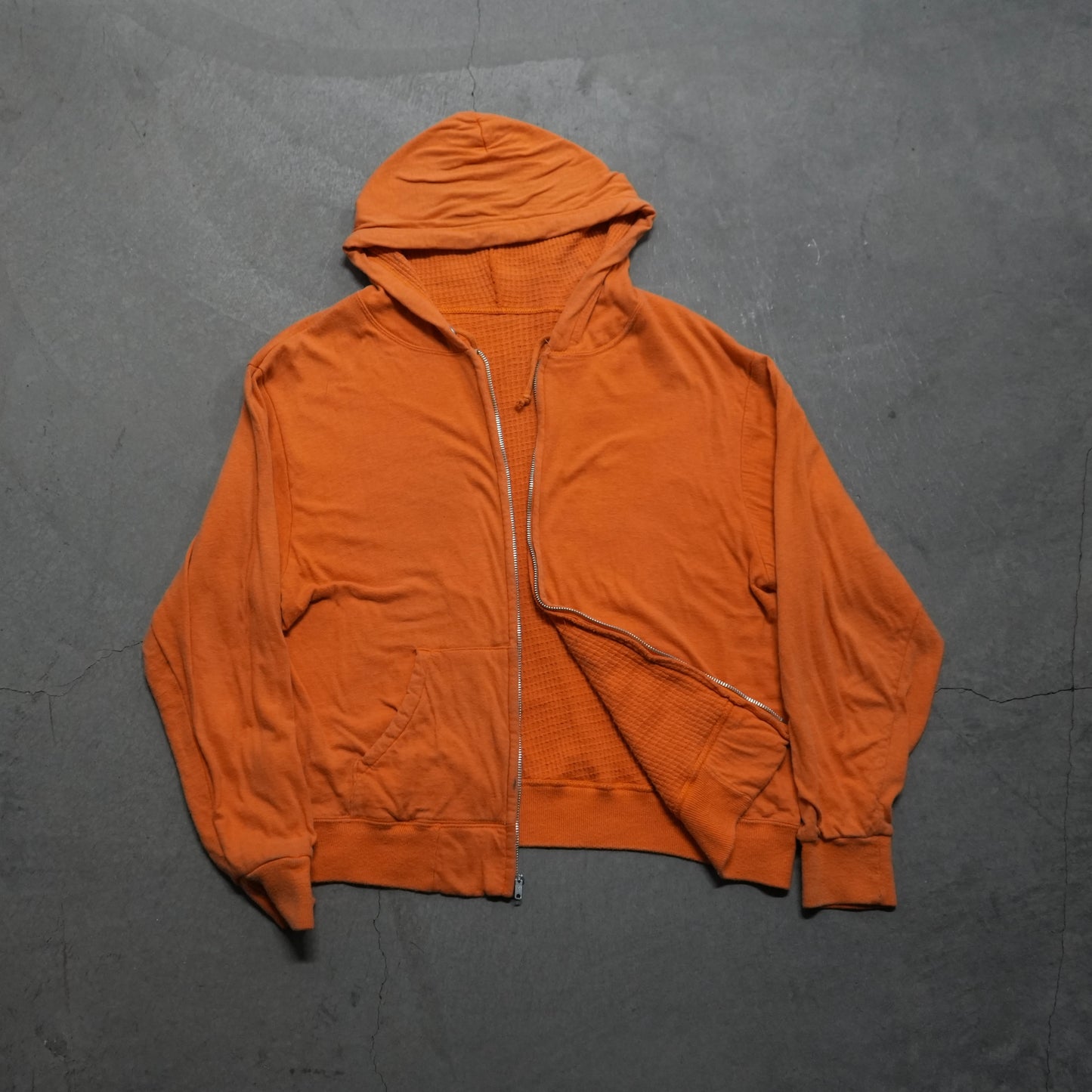 60s thermal lined zip up hoodie