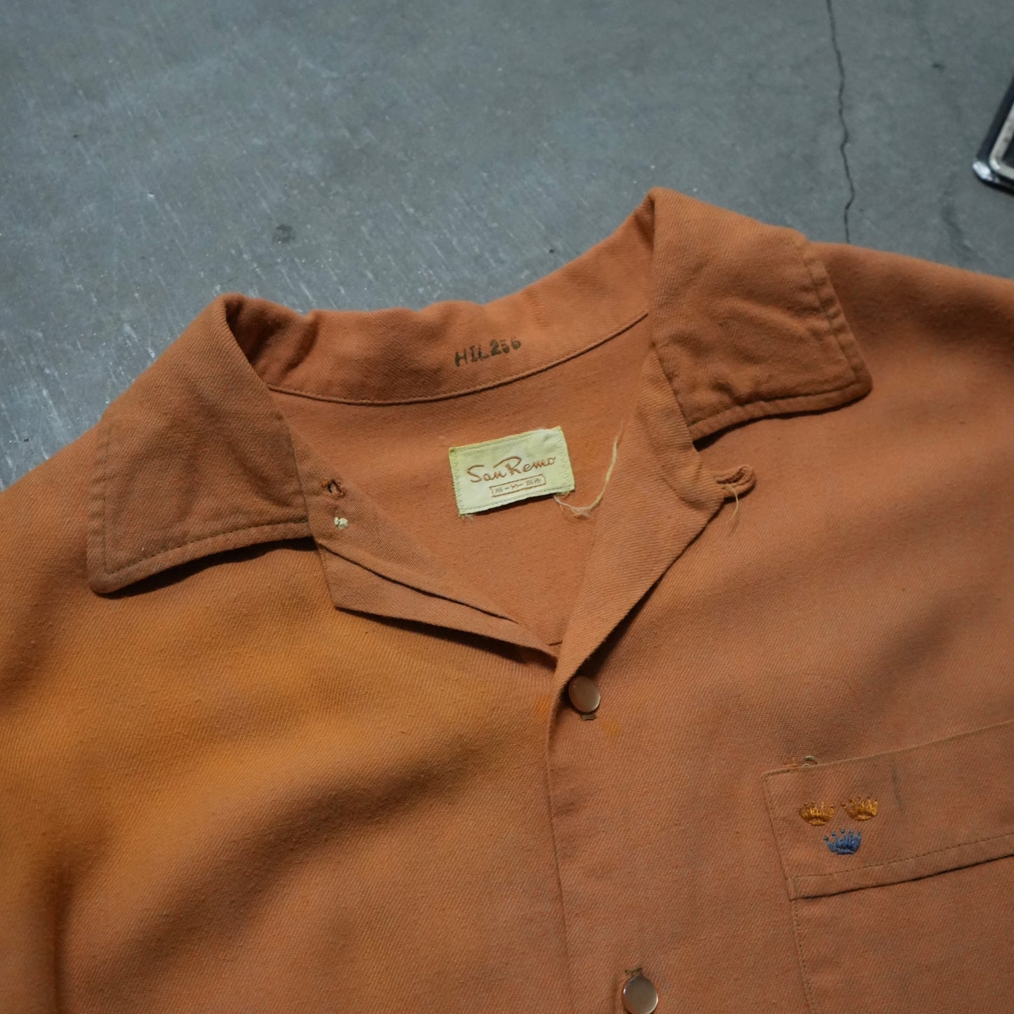 50s faded orange rayon shirt