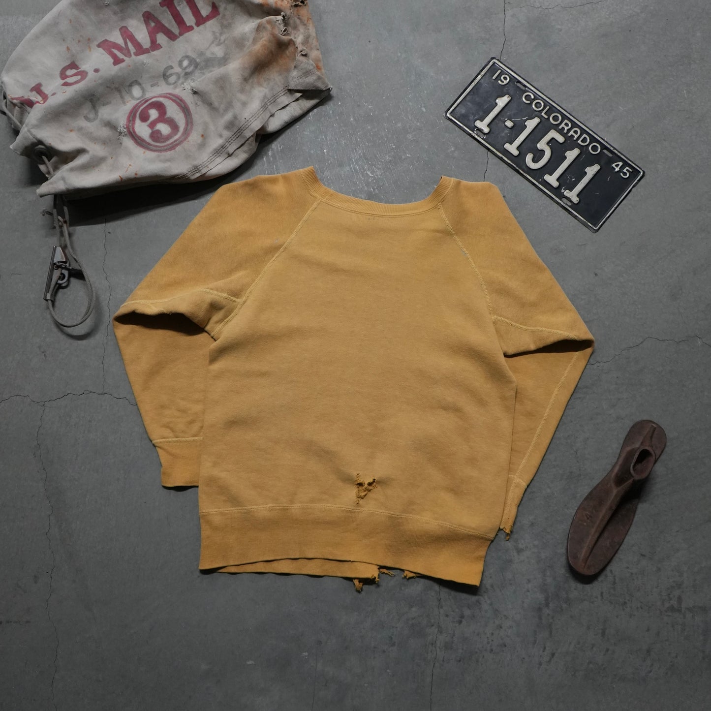 60s faded and thrashed yellow sweat