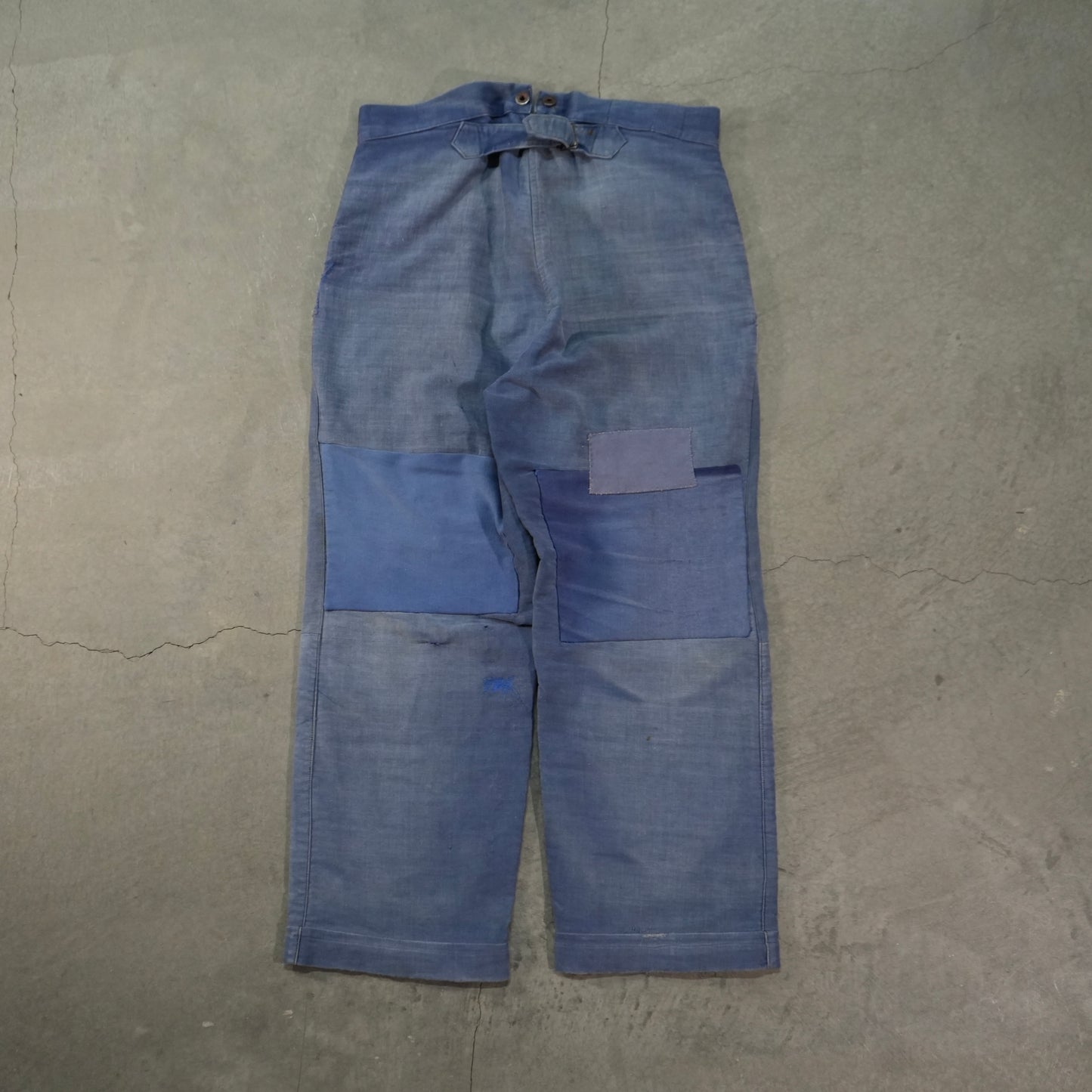 40s french moleskin patchwork buckle back pants