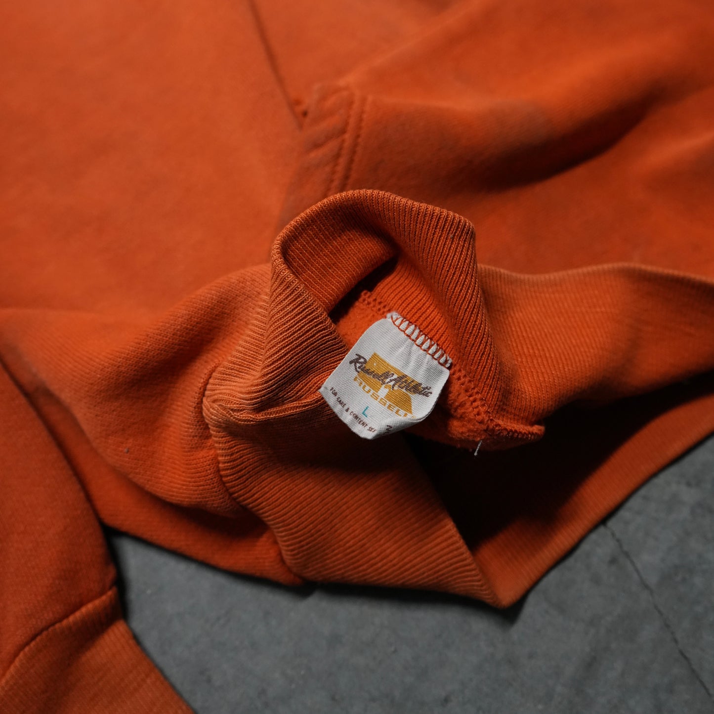 70s faded orange russell hoodie