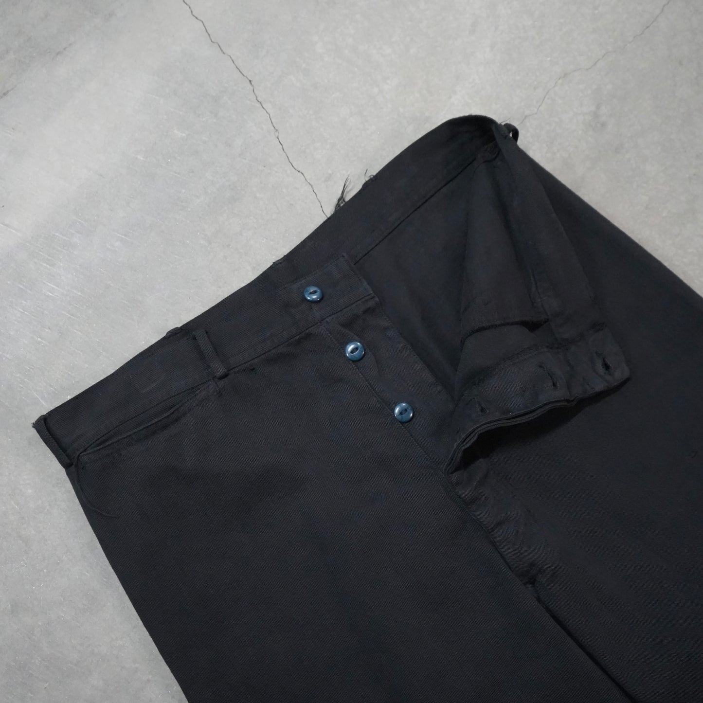 40s black over dyed cotton sailor pants