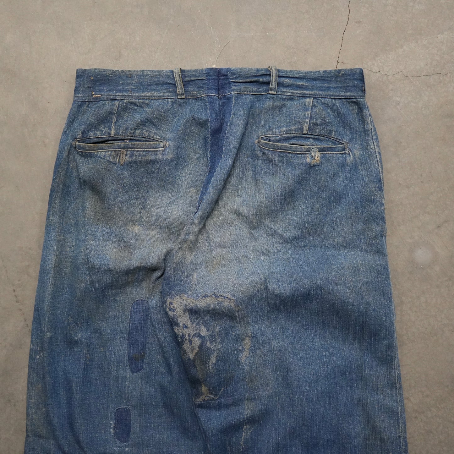 40s wood button denim chinos