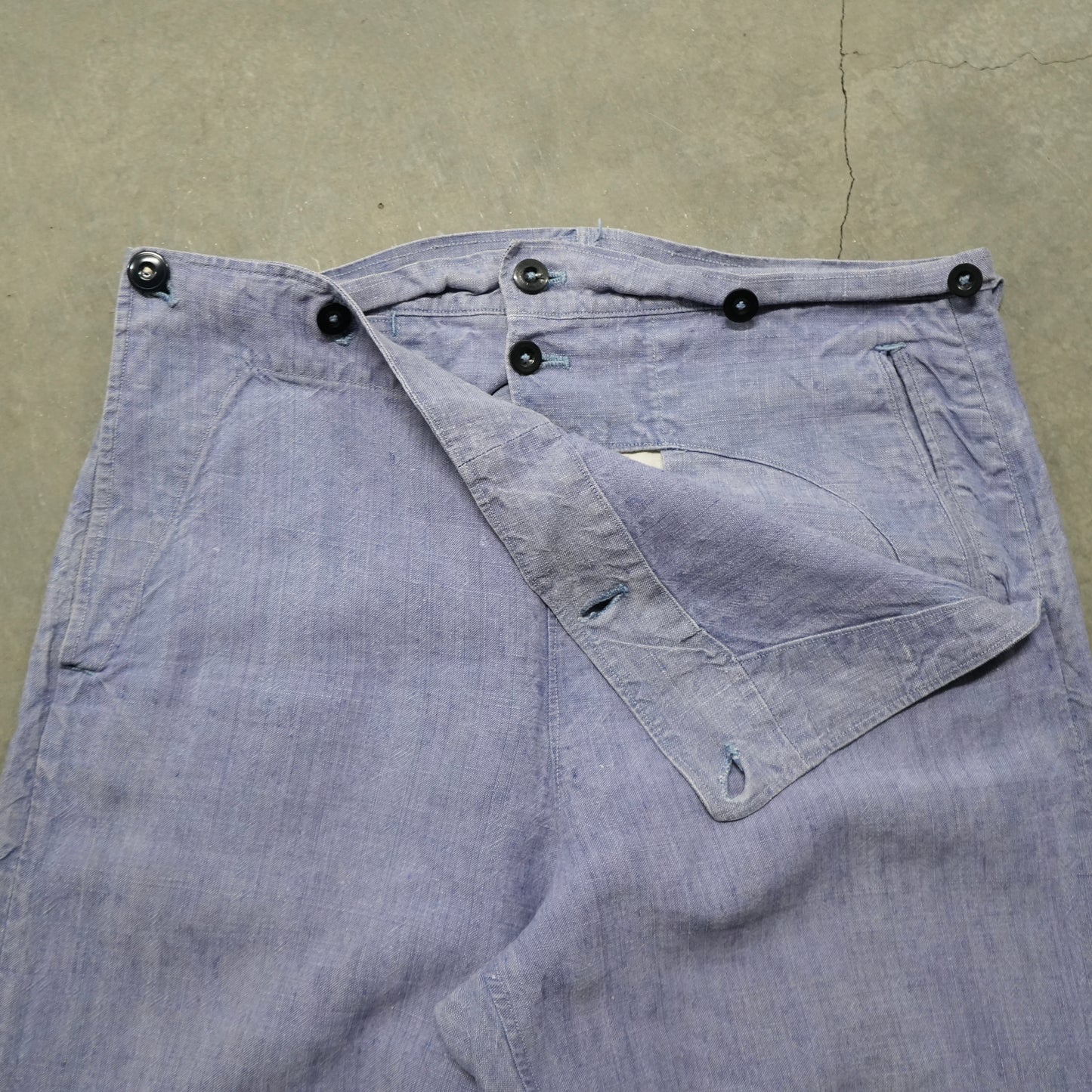 50s French linen flap front sailor pants