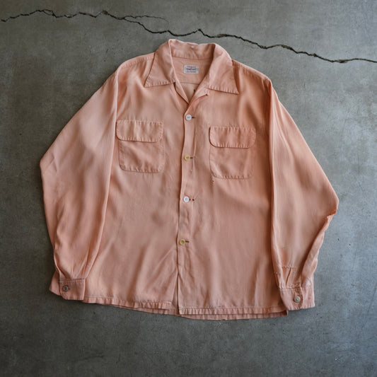 50s peach rayon button up