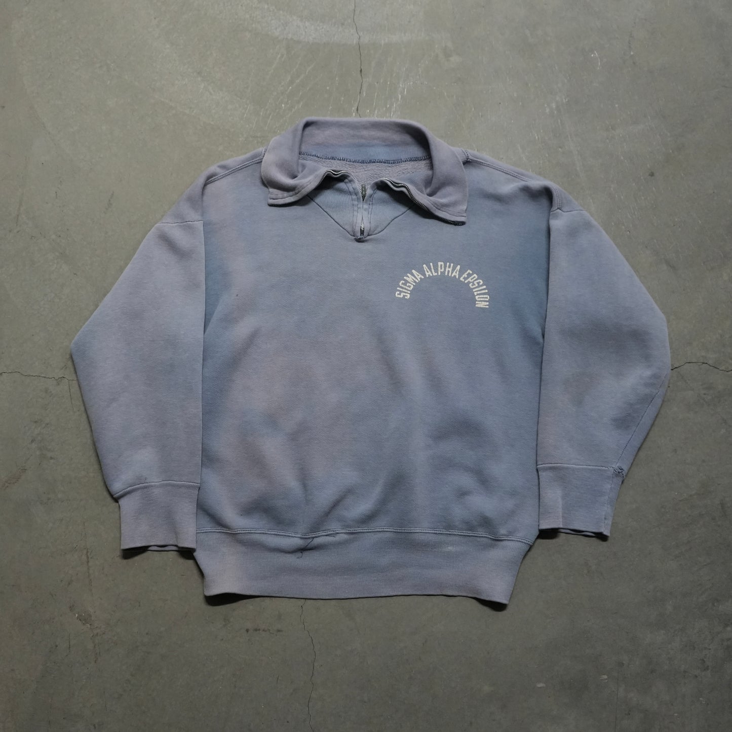 50s 1/4 zip faded blue sweat