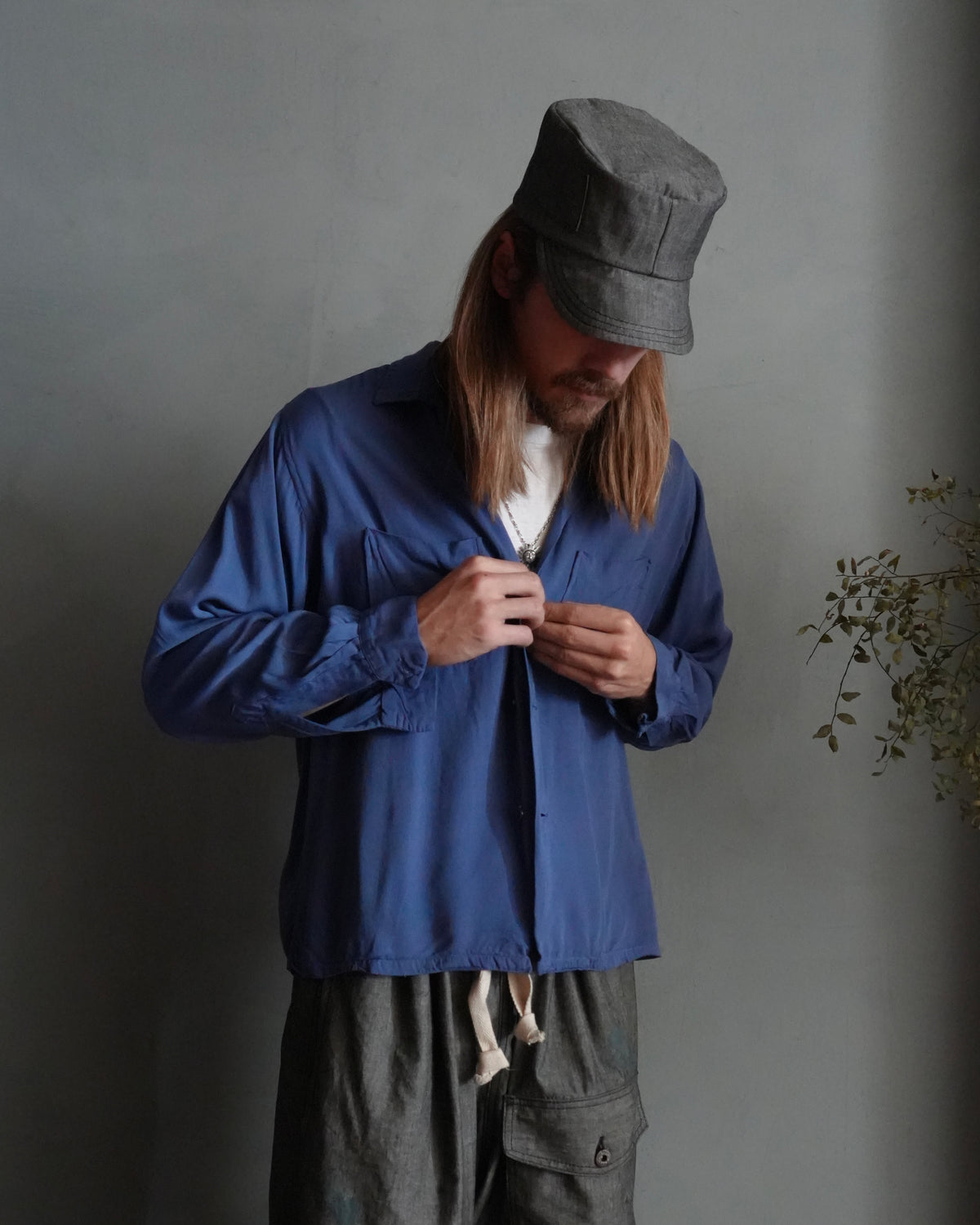 60s Blue Rayon Shirt