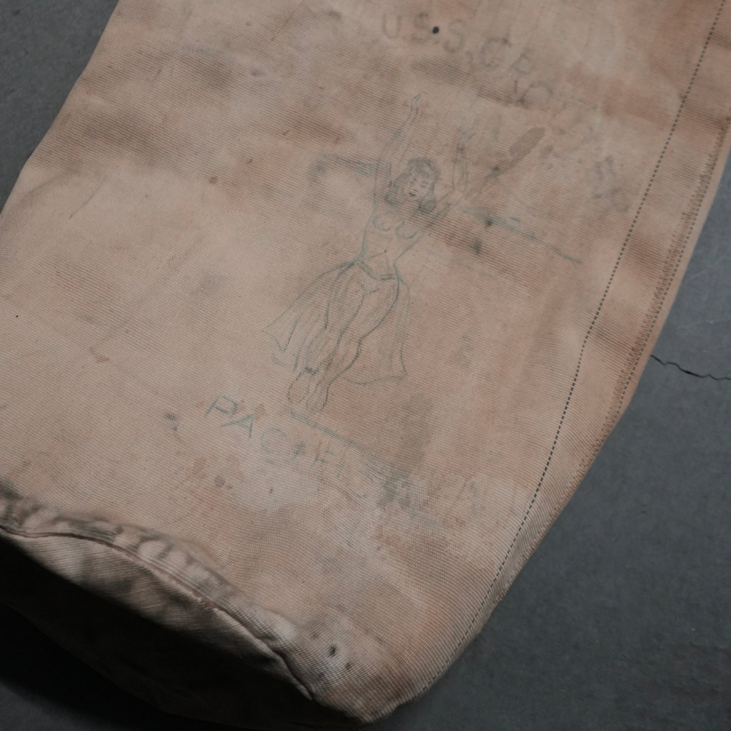 40s hand drawn pinup girl military bag