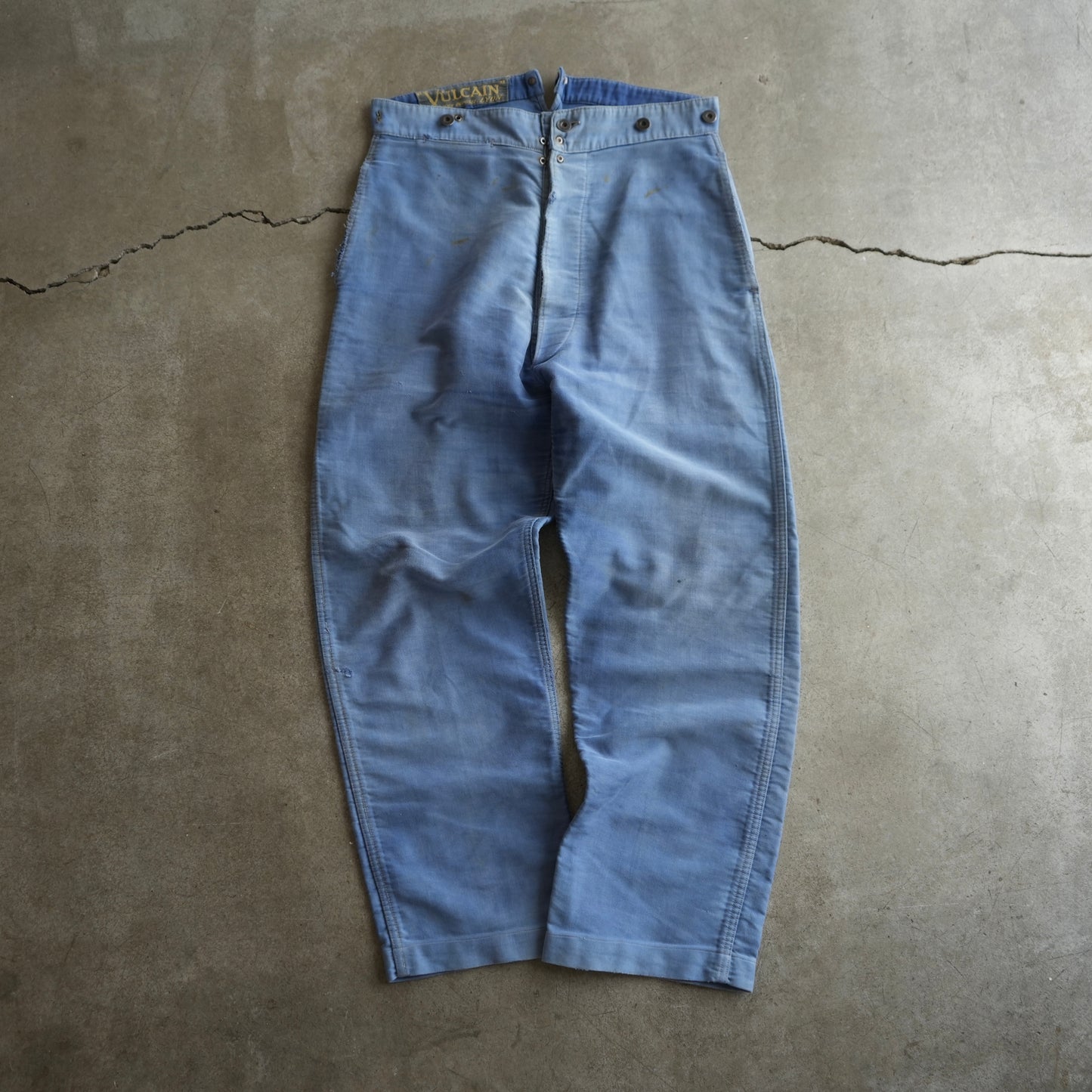 40s french moleskin buckle back pants